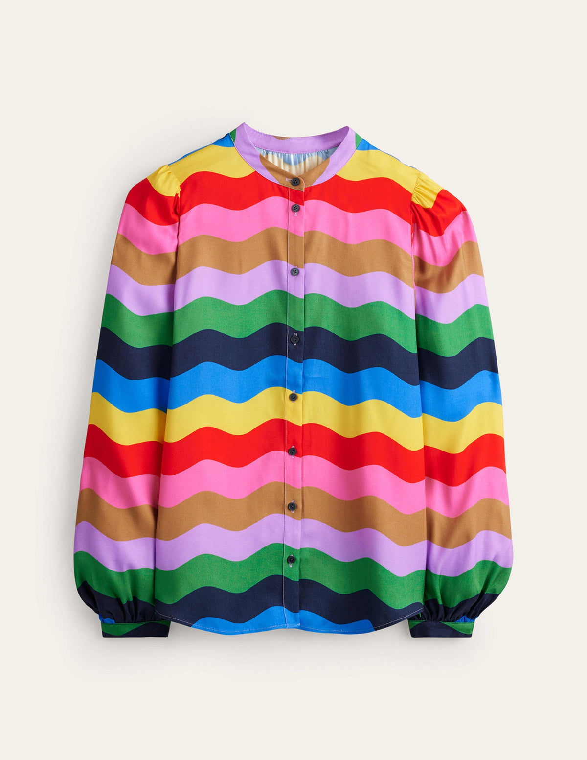 Bluse mit Blousonärmeln-Bunt, Regenbogenwelle-6