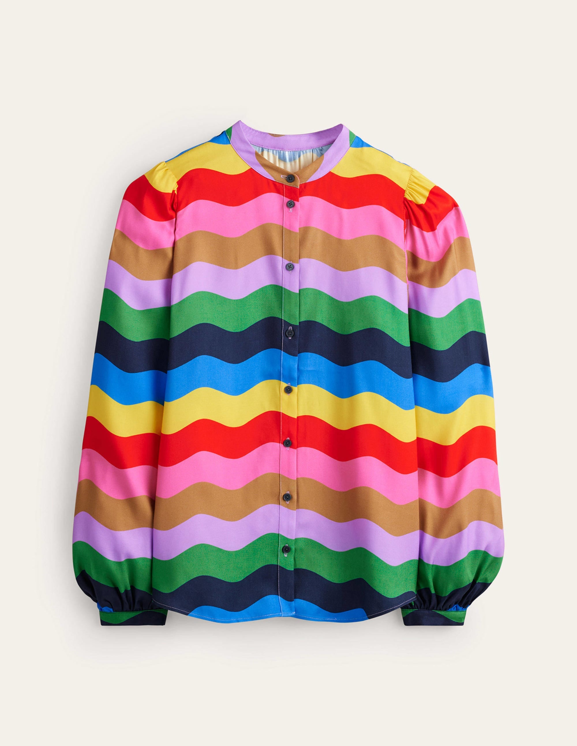 Bluse mit Blousonärmeln-Bunt, Regenbogenwelle - Image 6