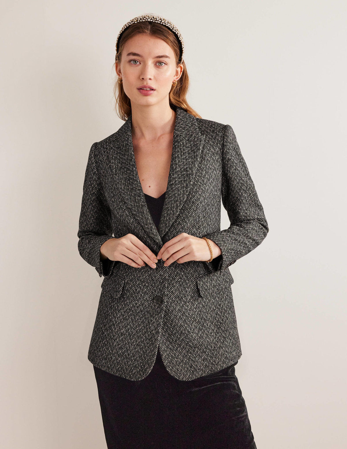The Brighton Wool Blazer-Herringbone-1