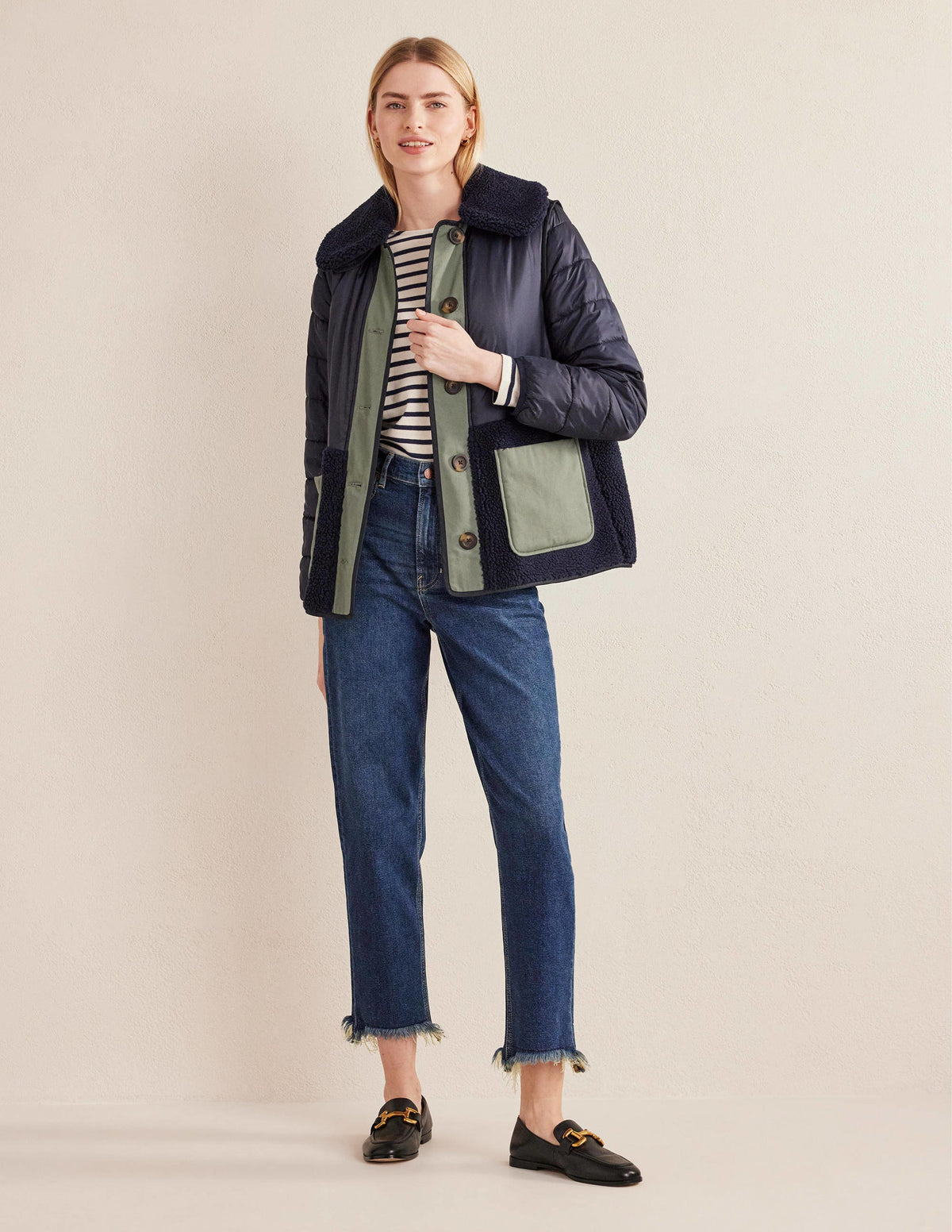 Steppjacke aus Borg-Marineblau - Image 4