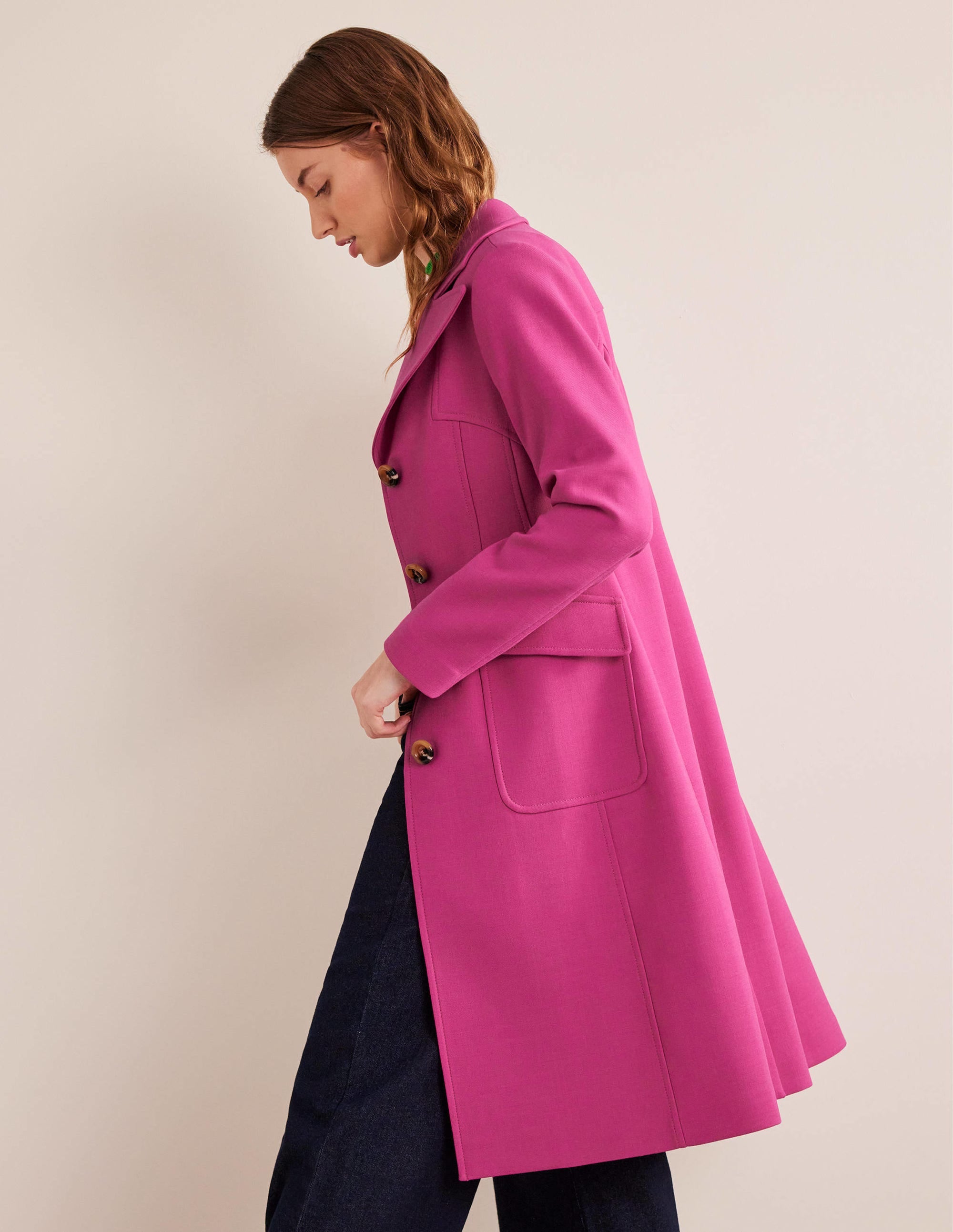 Taillierter Maxi-Mantel aus einer Wollmischung-Rosa - Image 1