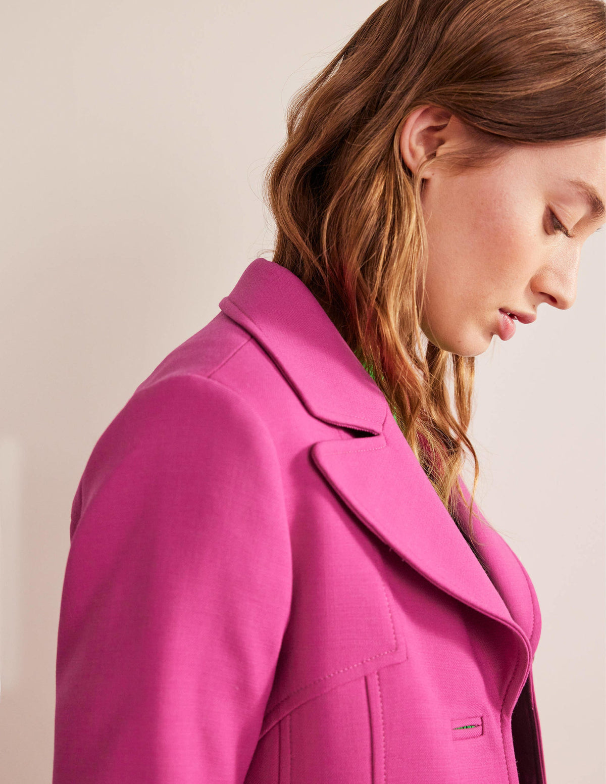 Taillierter Maxi-Mantel aus einer Wollmischung-Rosa - Image 3