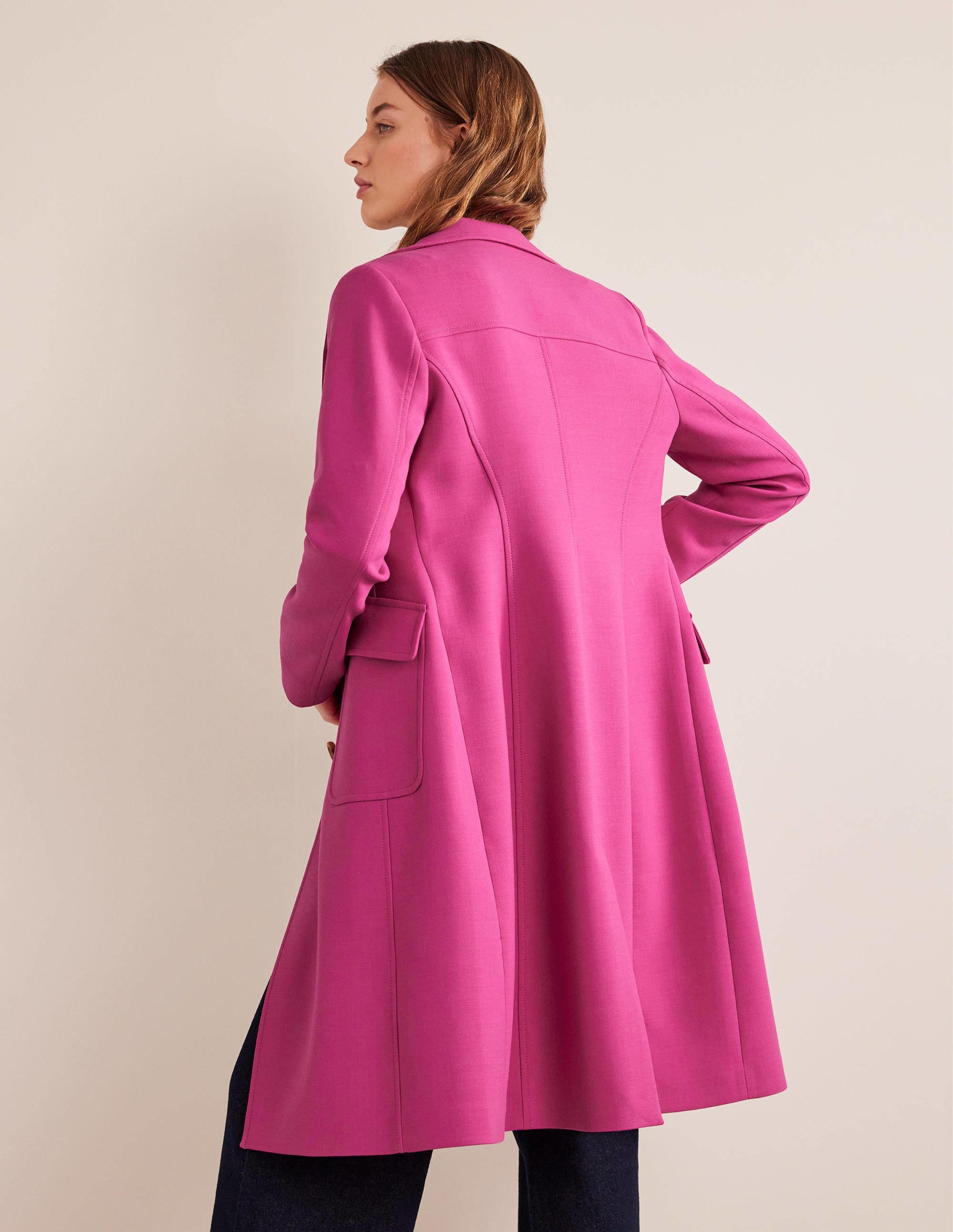 Taillierter Maxi-Mantel aus einer Wollmischung-Rosa - Image 4