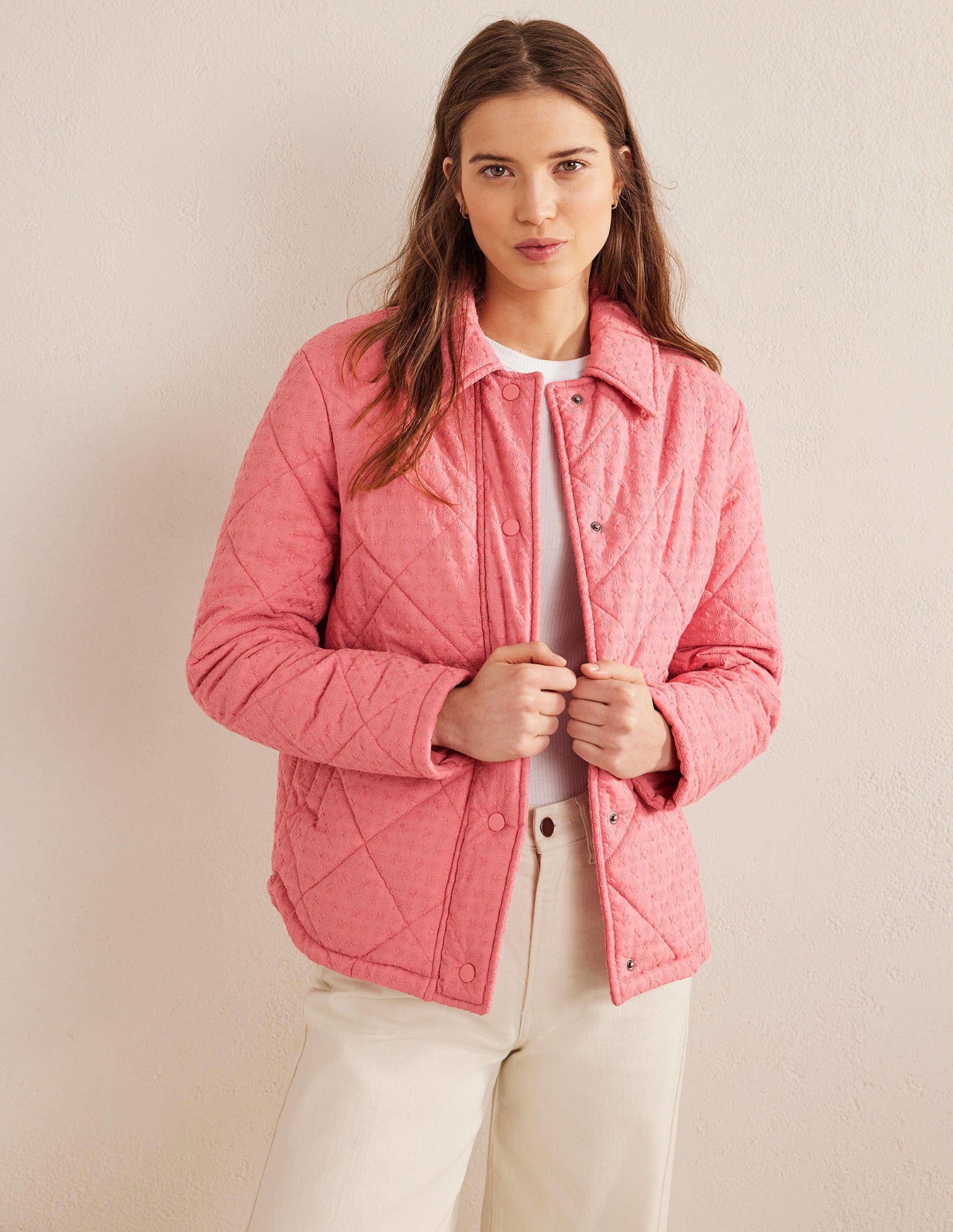 Baumwoll-Steppjacke mit Lochstickerei-Rosa-4