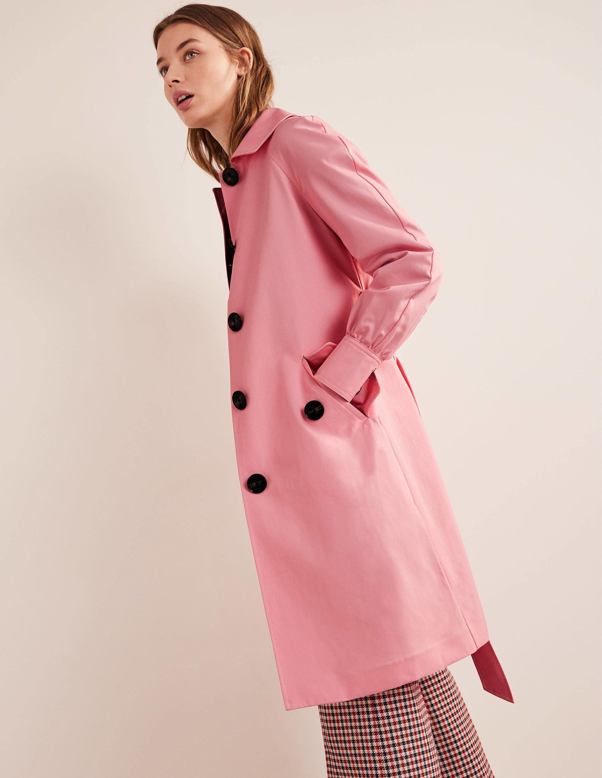 Trenchcoat mit Gürtel-Rosa-1