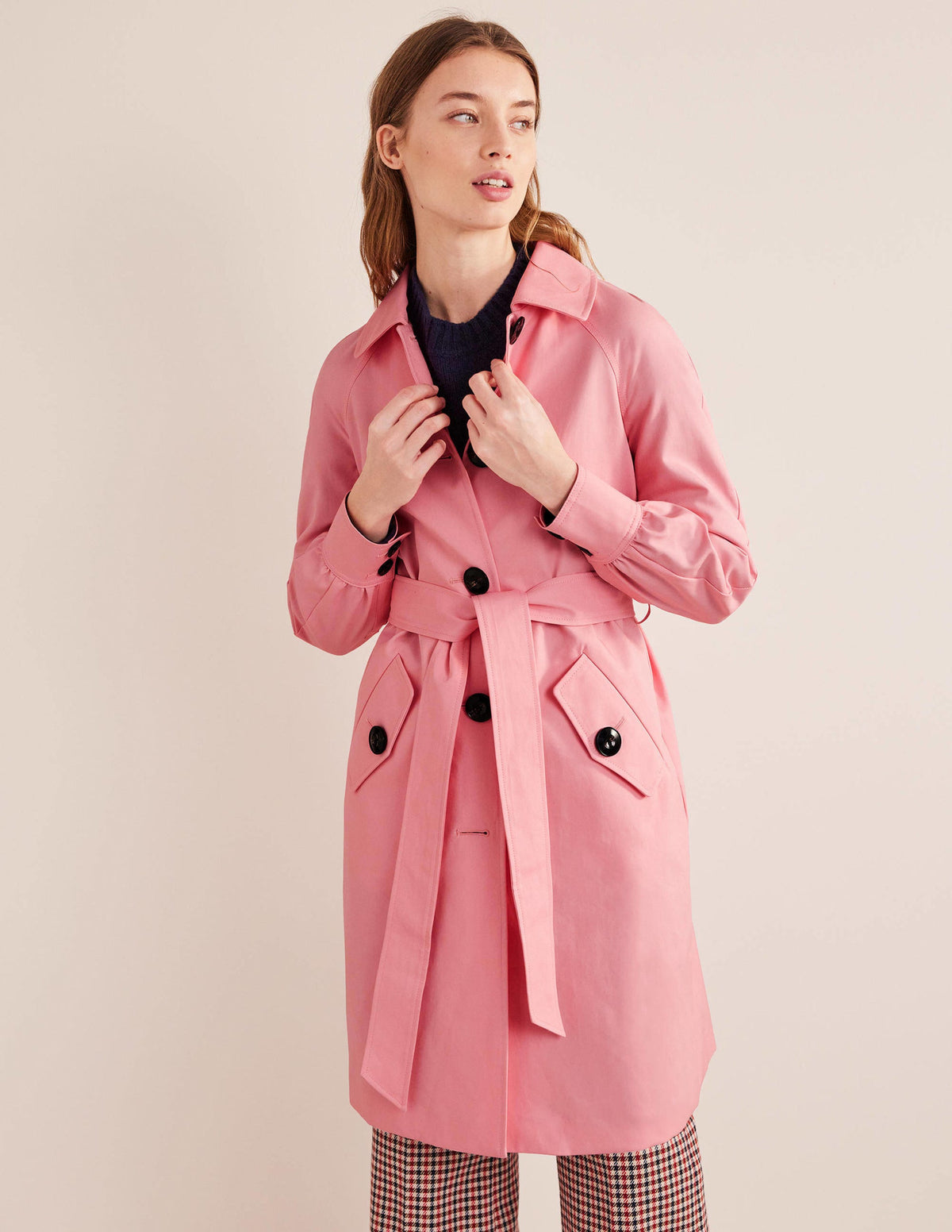 Trenchcoat mit Gürtel-Rosa-3