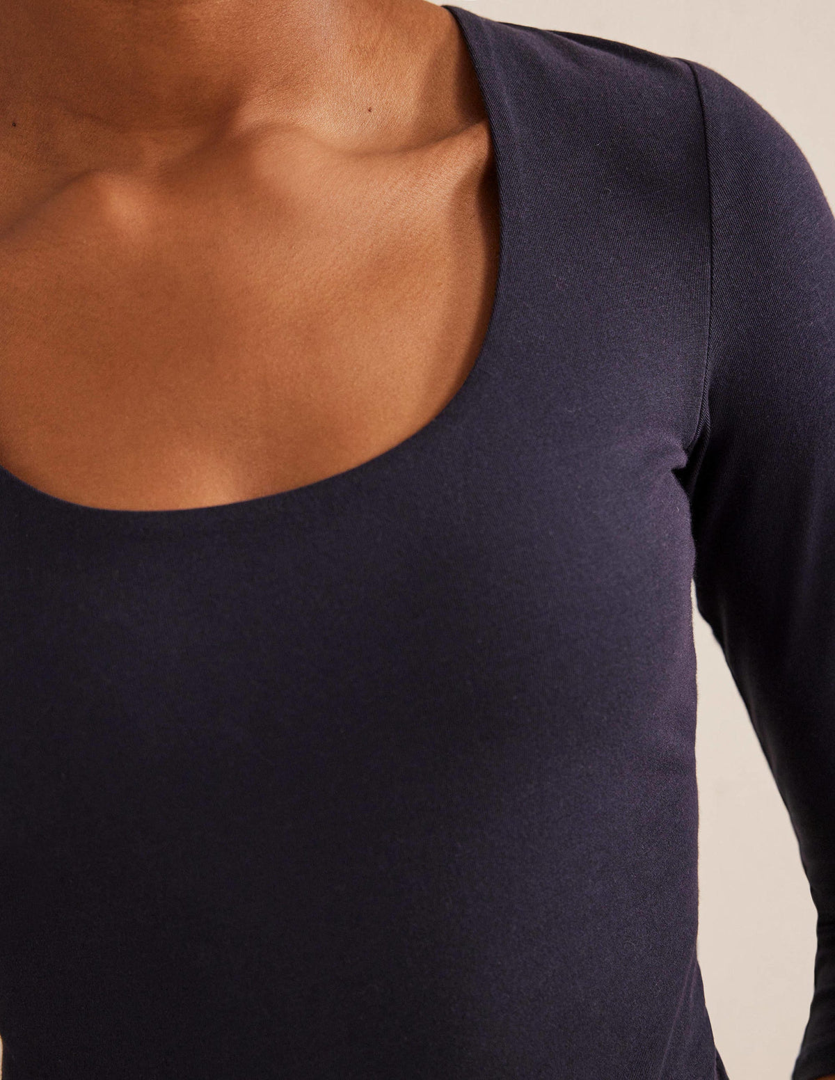 T-shirt à double épaisseur sur le devant-Bleu marine - Image 2