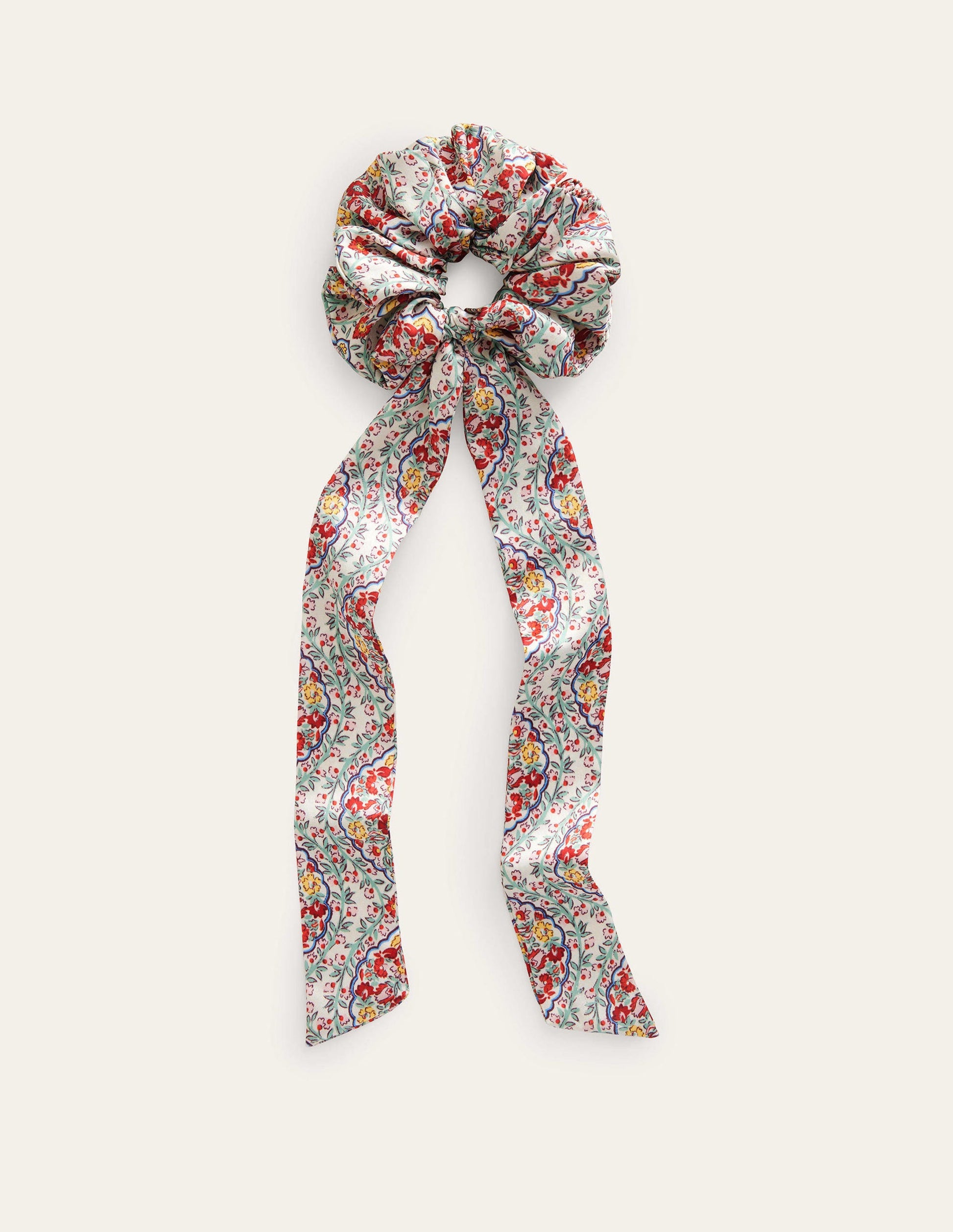 Scrunchie mit Tuchdetail-Bunt, Weinrankenmuster-2