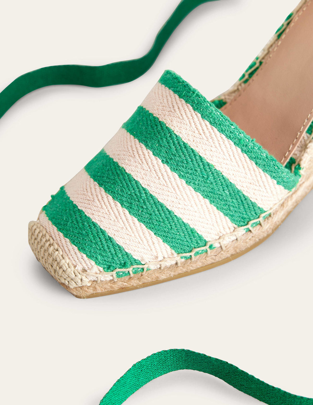 Espadrilles mit Keilabsatz und eckiger Zehenpartie-Grün, Gestreift - Image 3