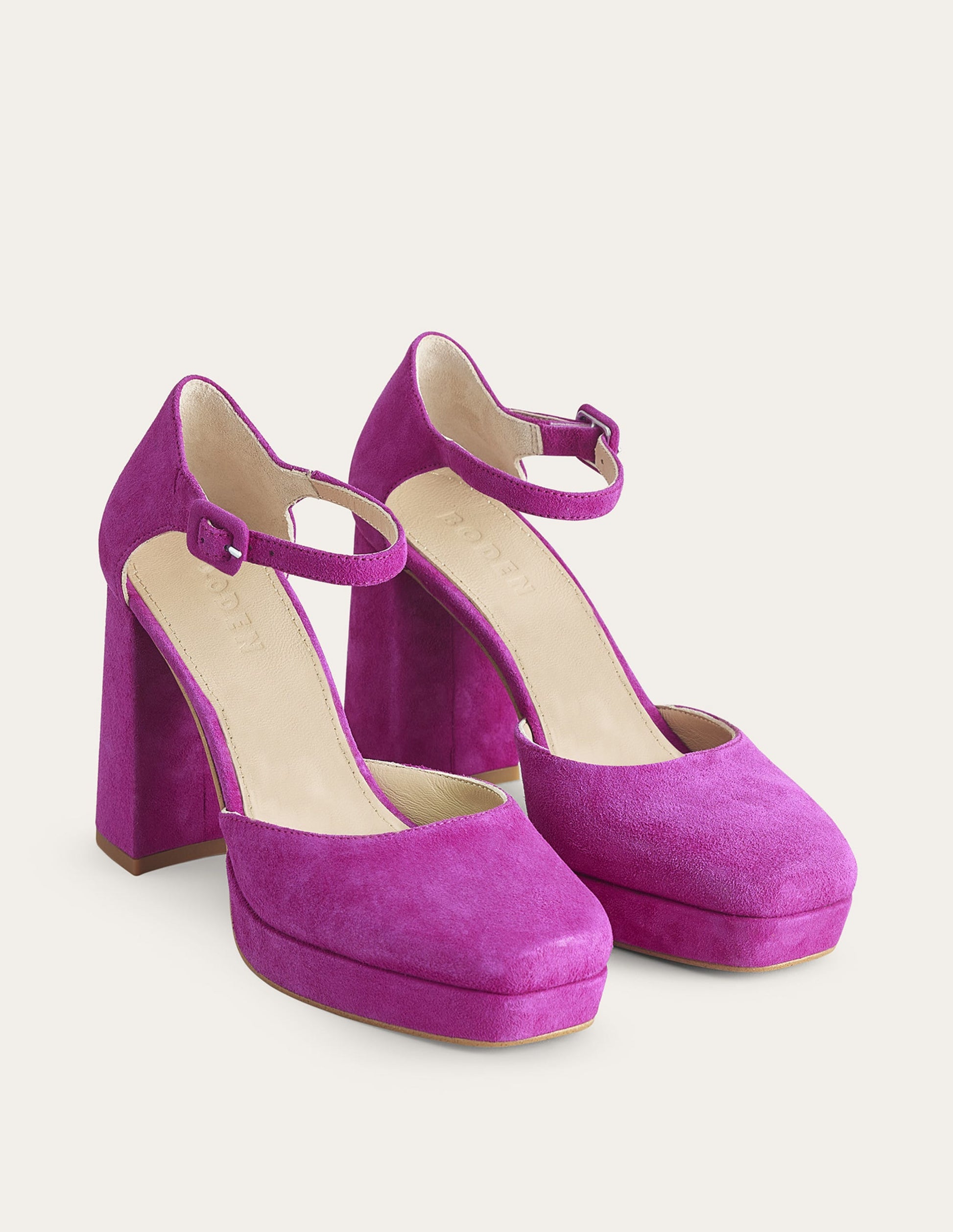 Chaussures compensées à talons et bout fermé-Daim rose violette profond-2