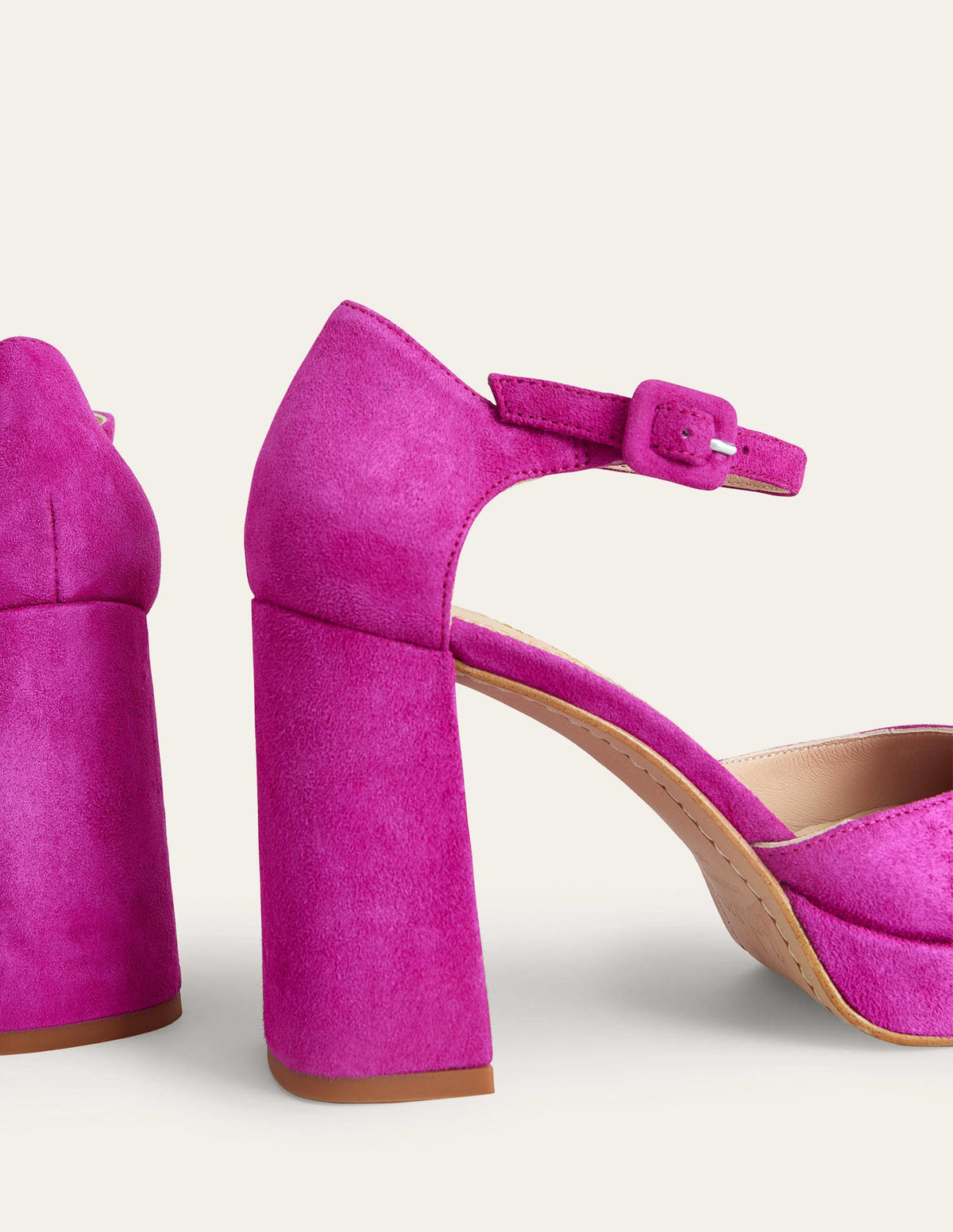 Chaussures compensées à talons et bout fermé-Daim rose violette profond-3