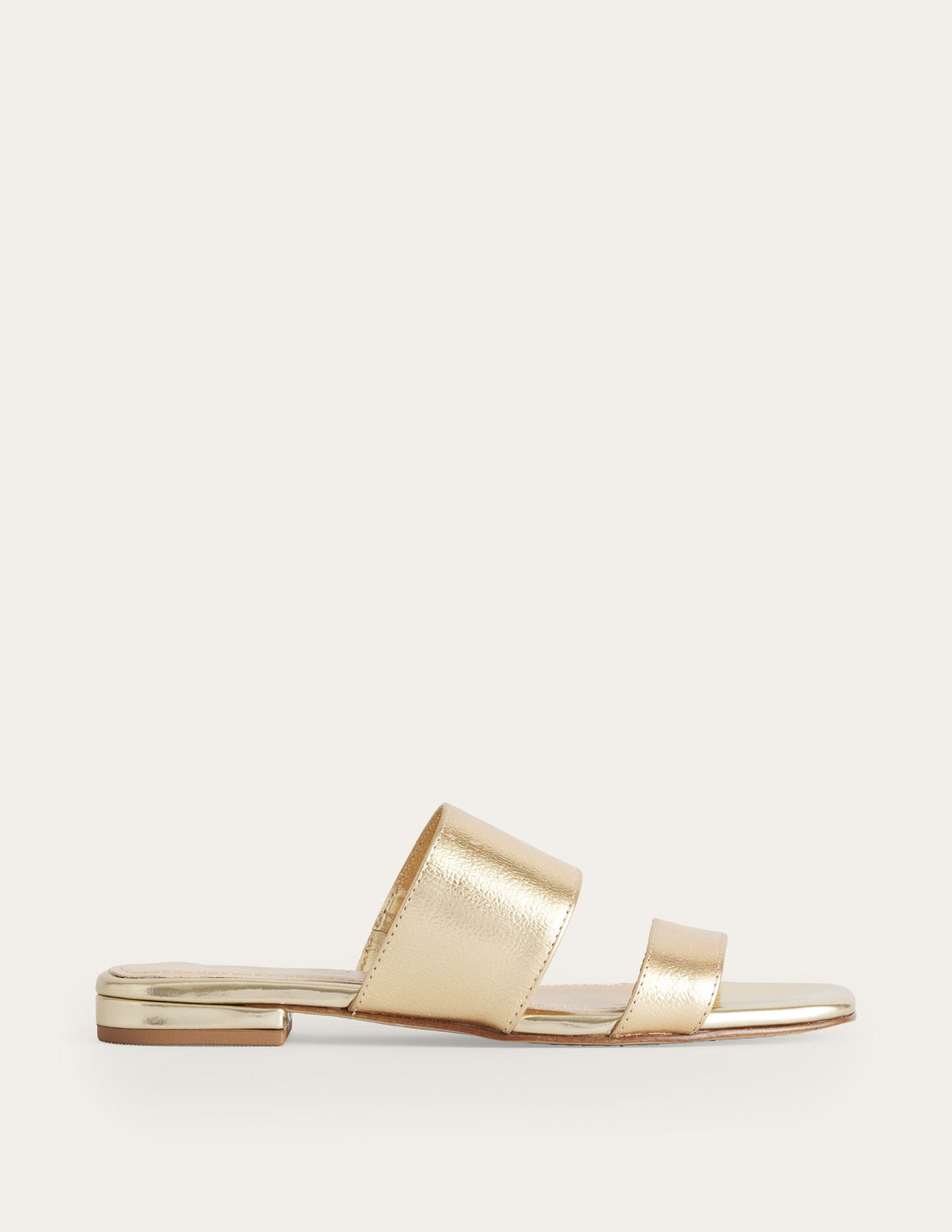 Two Strap Sandals-Gold Metallic Tumbled Leather - Image 1