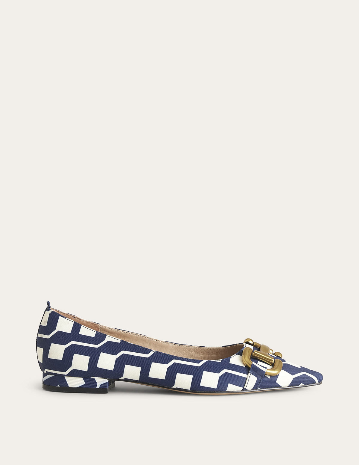 Ballerines avec mors décoratif-Bleu marine foncé, motif Cube Geo - Image 1