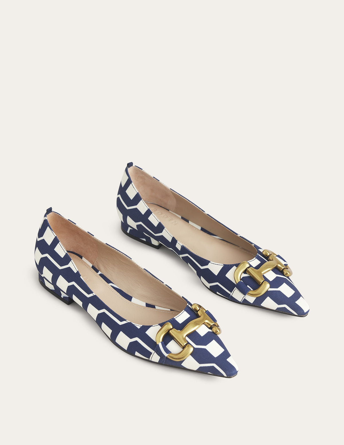 Ballerines avec mors décoratif-Bleu marine foncé, motif Cube Geo - Image 2