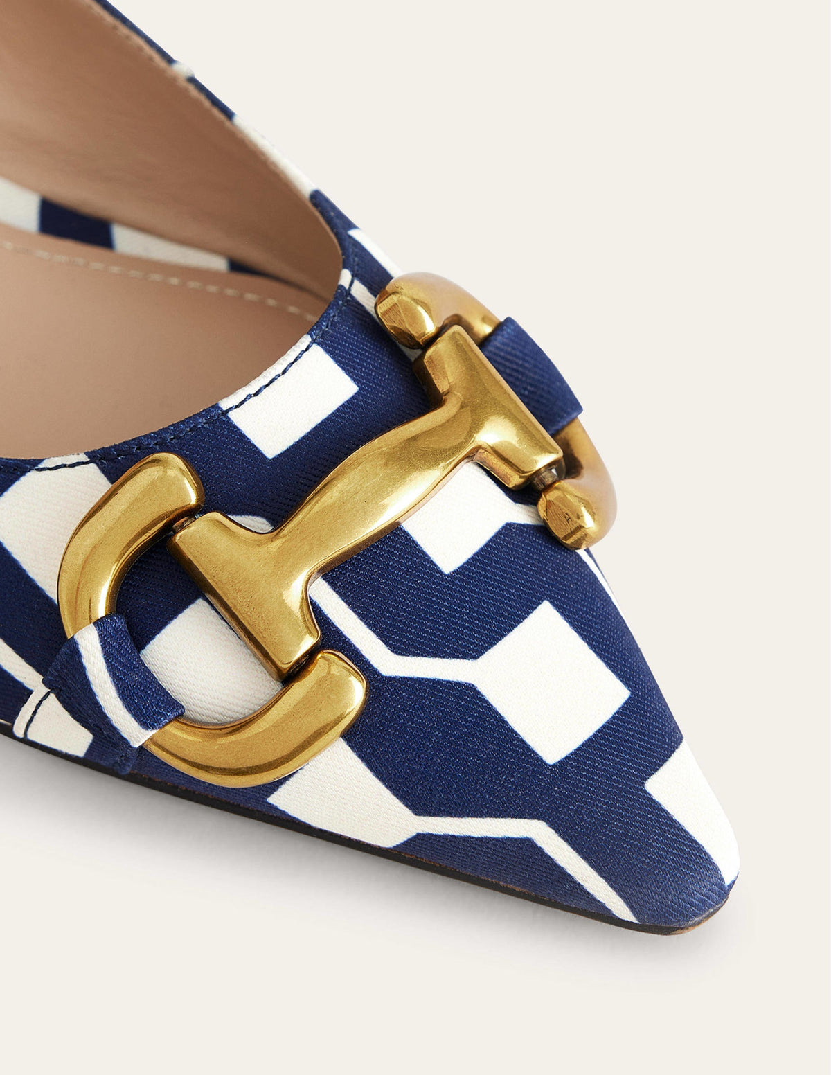 Ballerines avec mors décoratif-Bleu marine foncé, motif Cube Geo-3