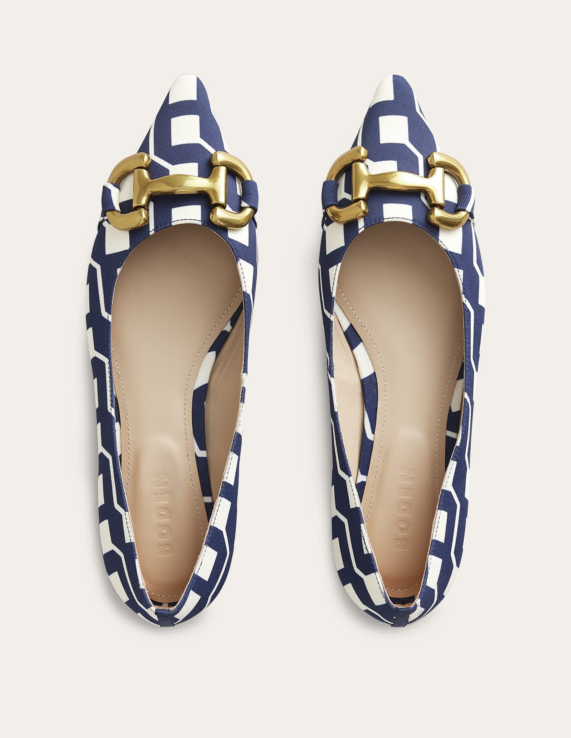 Ballerines avec mors décoratif-Bleu marine foncé, motif Cube Geo-4