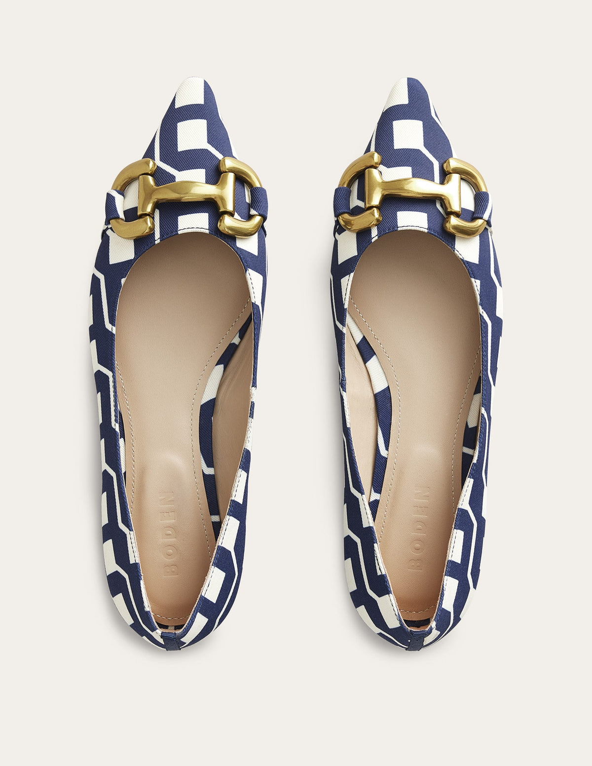 Ballerines avec mors décoratif-Bleu marine foncé, motif Cube Geo - Image 4