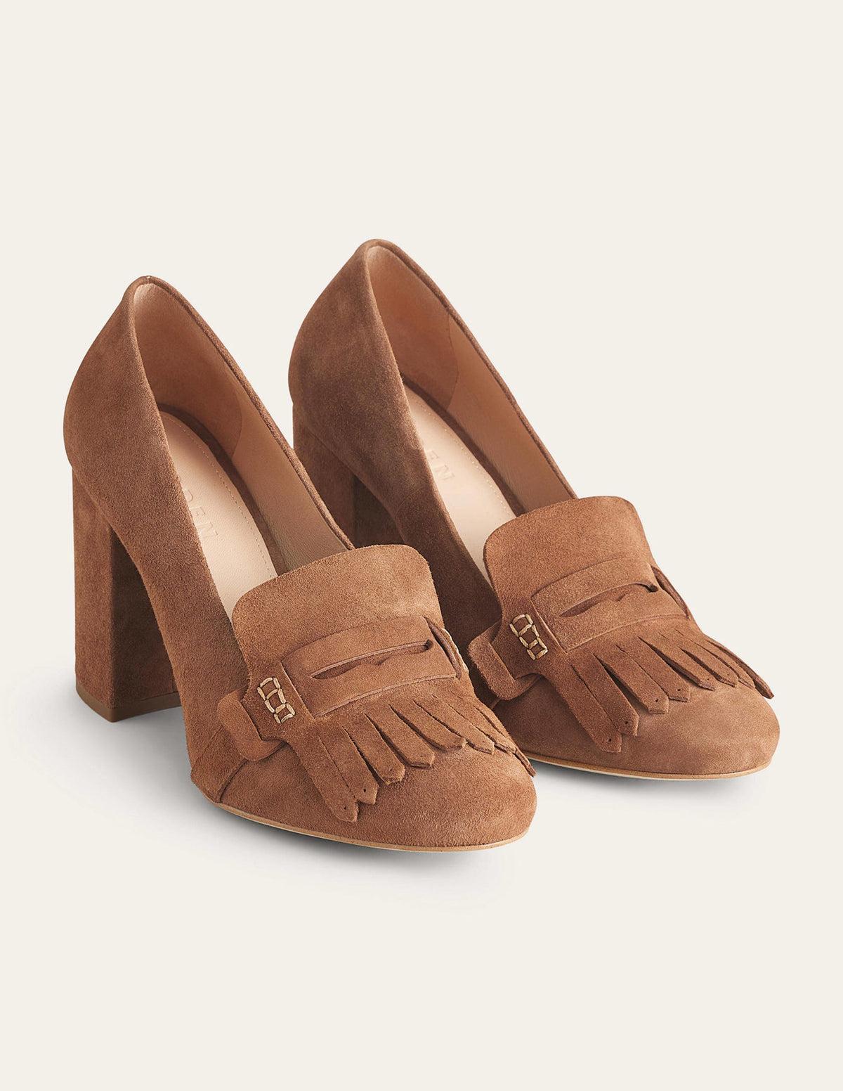Absatz-Loafer mit Fransendetail-Goldbraun, Veloursleder - Image 2