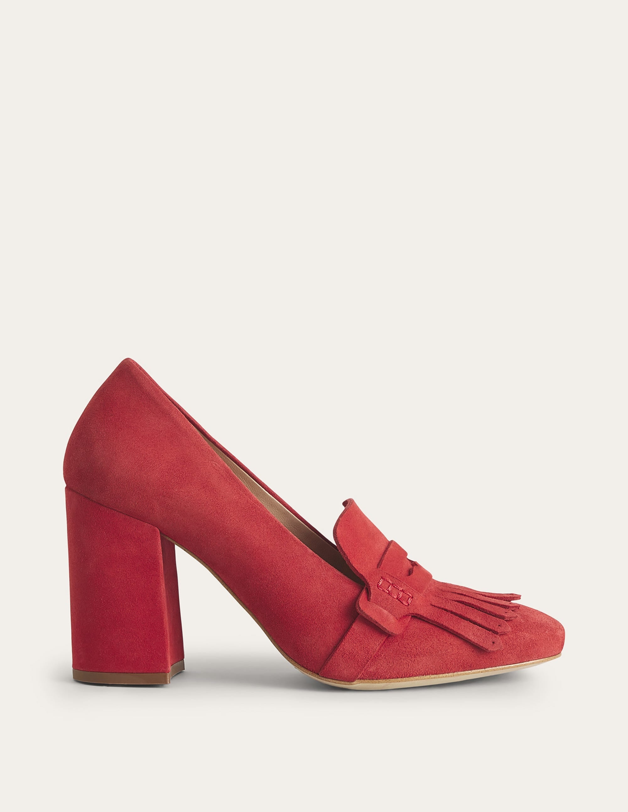 Absatz-Loafer mit Fransendetail-Tomatenrot, Velours-Ziegenleder - Image 1
