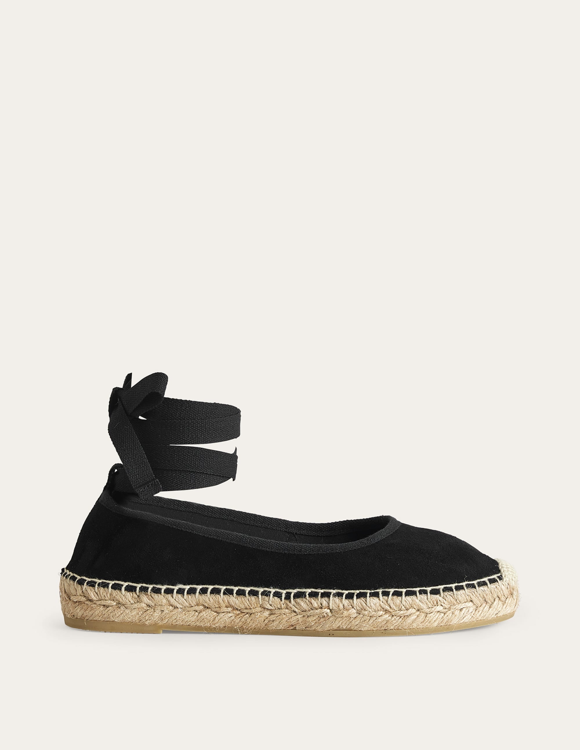 Espadrilles mit Knöchelriemchen-Schwarz, Veloursleder - Image 1