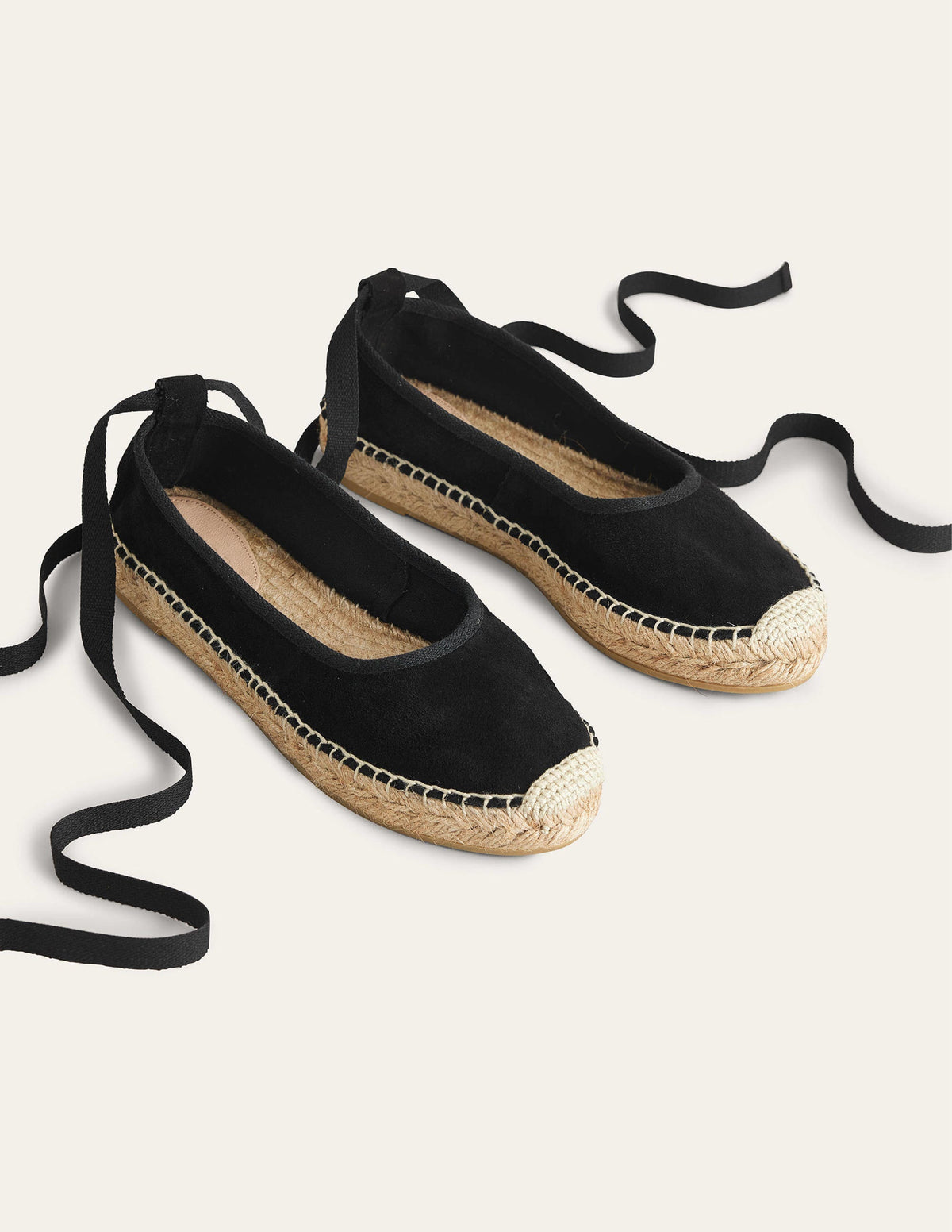 Espadrilles mit Knöchelriemchen-Schwarz, Veloursleder - Image 2