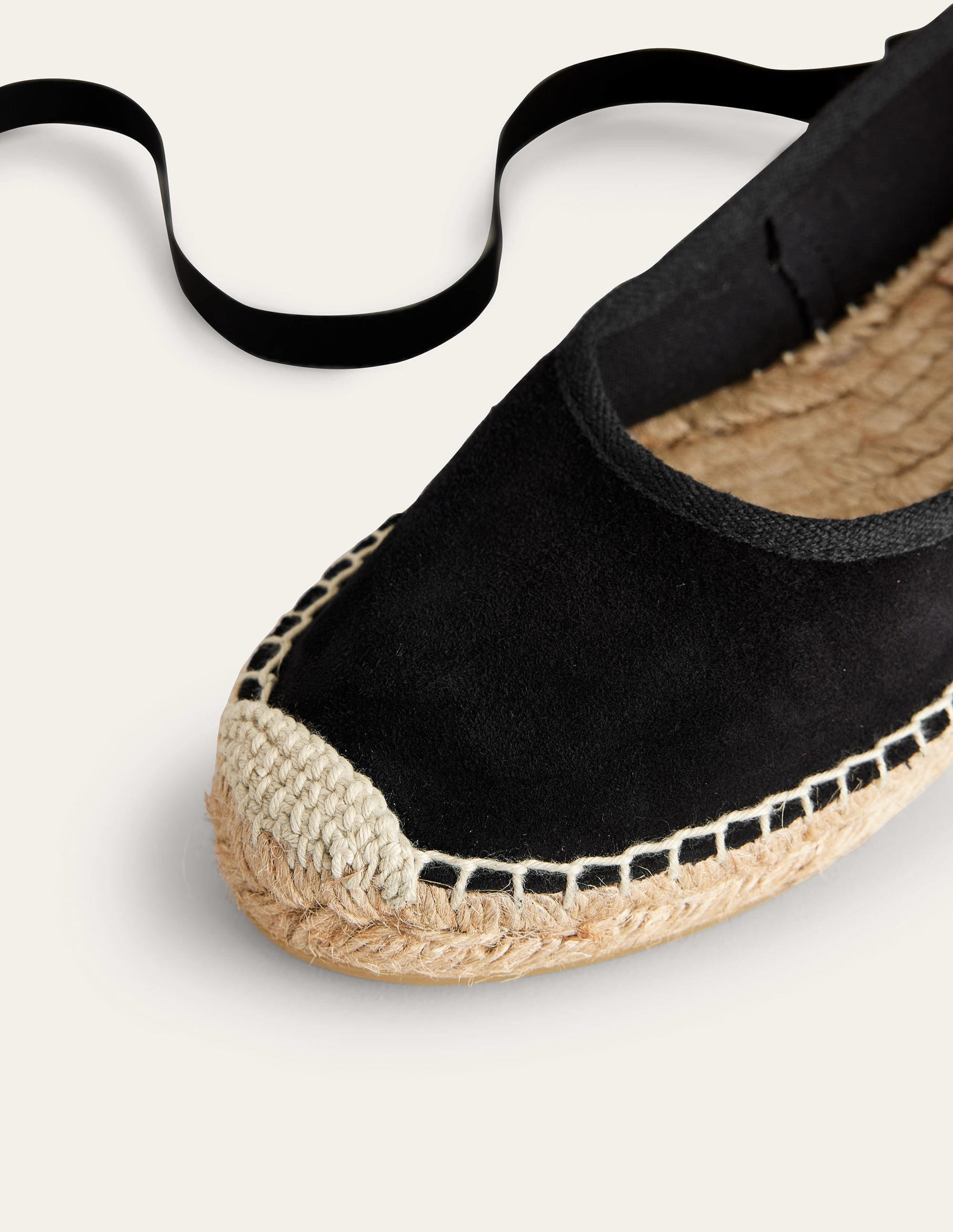 Espadrilles mit Knöchelriemchen-Schwarz, Veloursleder - Image 3