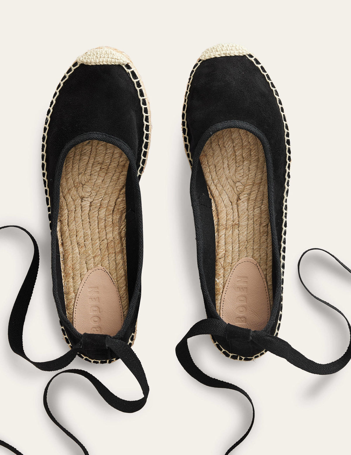 Espadrilles mit Knöchelriemchen-Schwarz, Veloursleder - Image 4