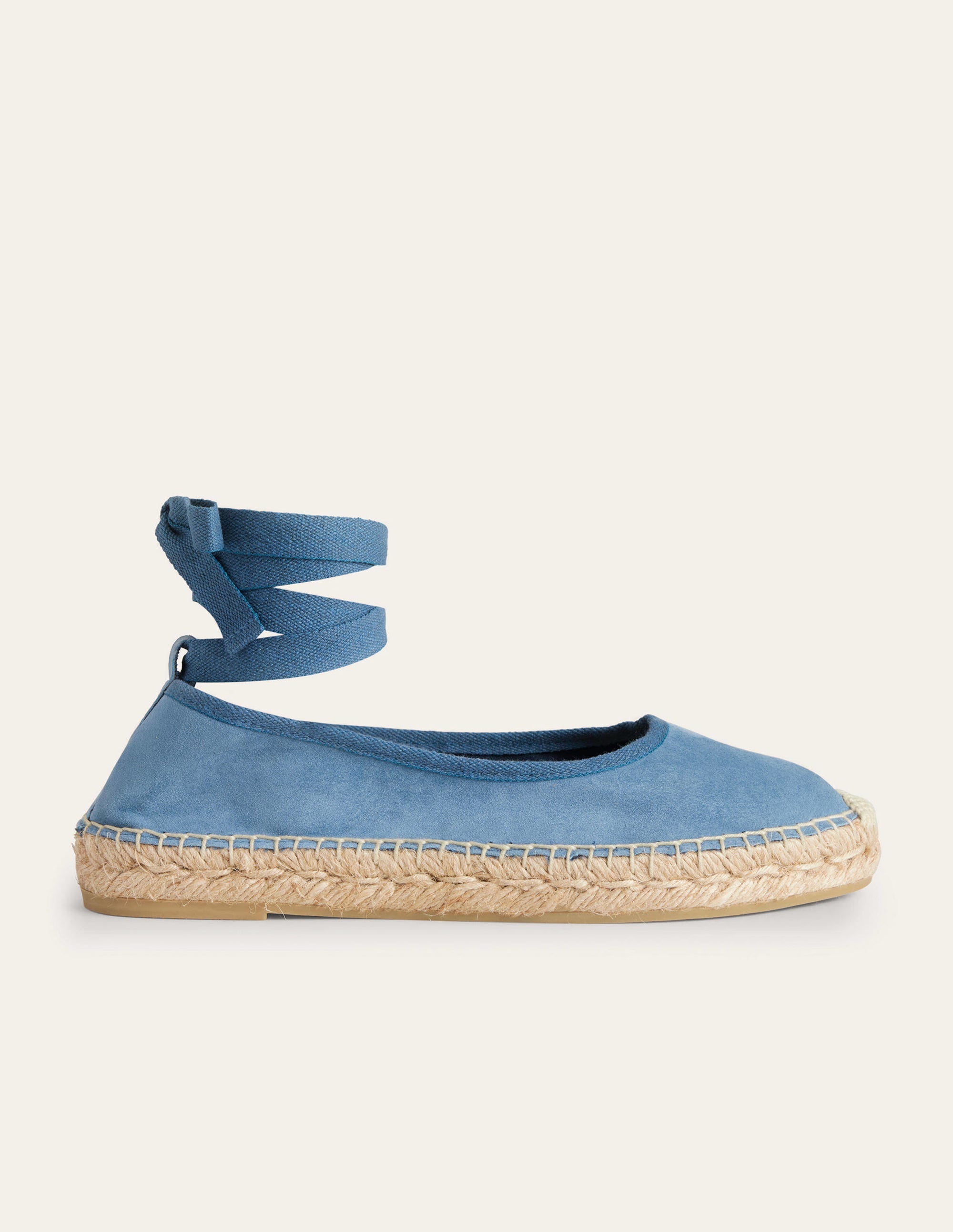 Espadrilles mit Knöchelriemchen-Offiziersblau, Veloursleder - Image 2