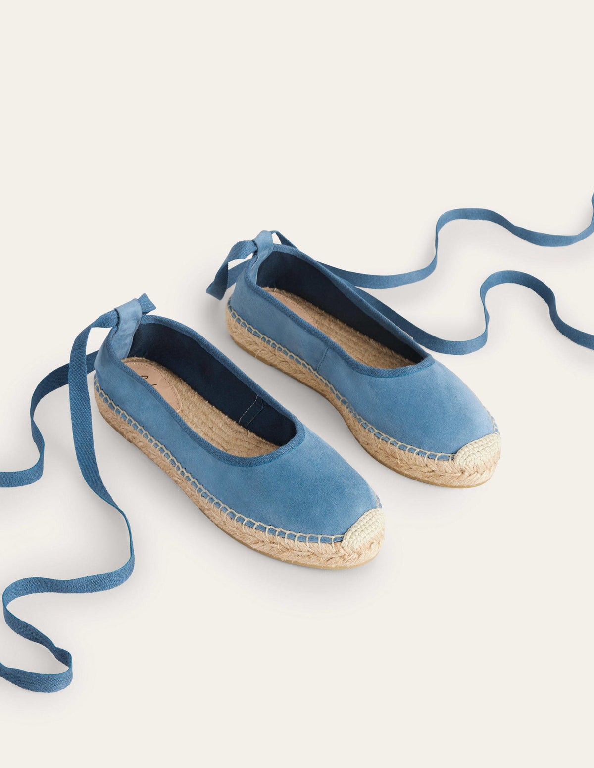Espadrilles mit Knöchelriemchen-Offiziersblau, Veloursleder - Image 3