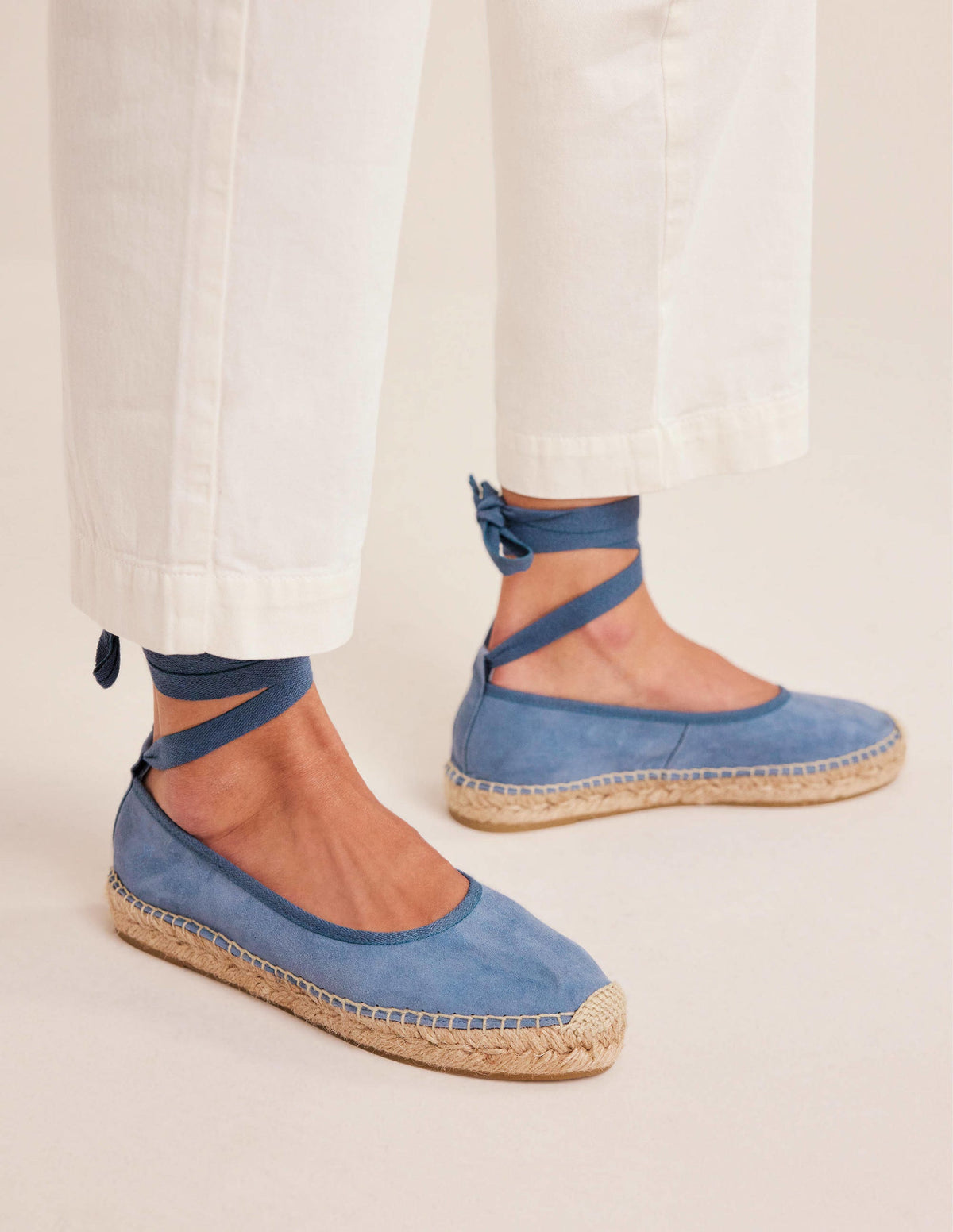 Espadrilles mit Knöchelriemchen-Offiziersblau, Veloursleder-1