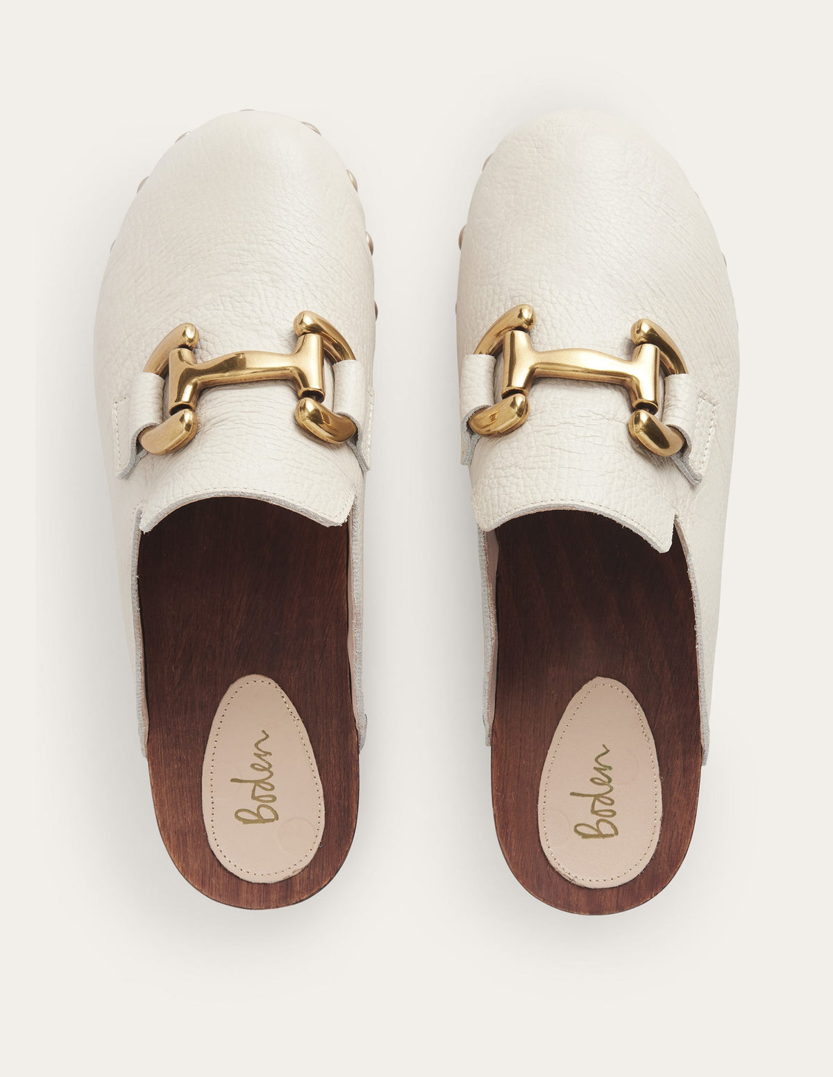 Iris Snaffle Heeled Clogs-Ecru-5