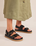 Schnallensandalen mit breiter Sohle-Schwarz