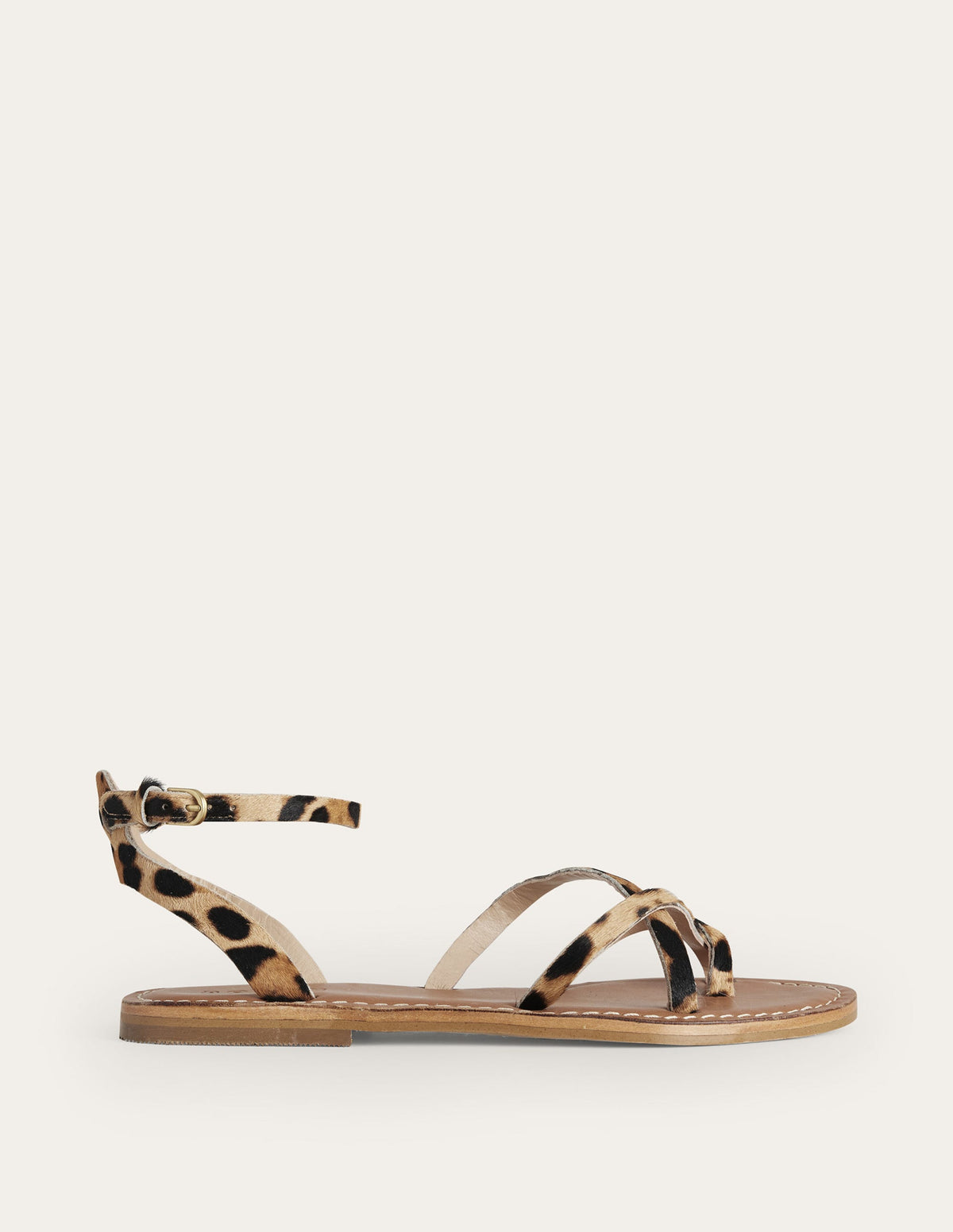 Einfache Sandalen mit flacher Sohle-Klassisch, Leopardenmuster/Ponyhaar-2
