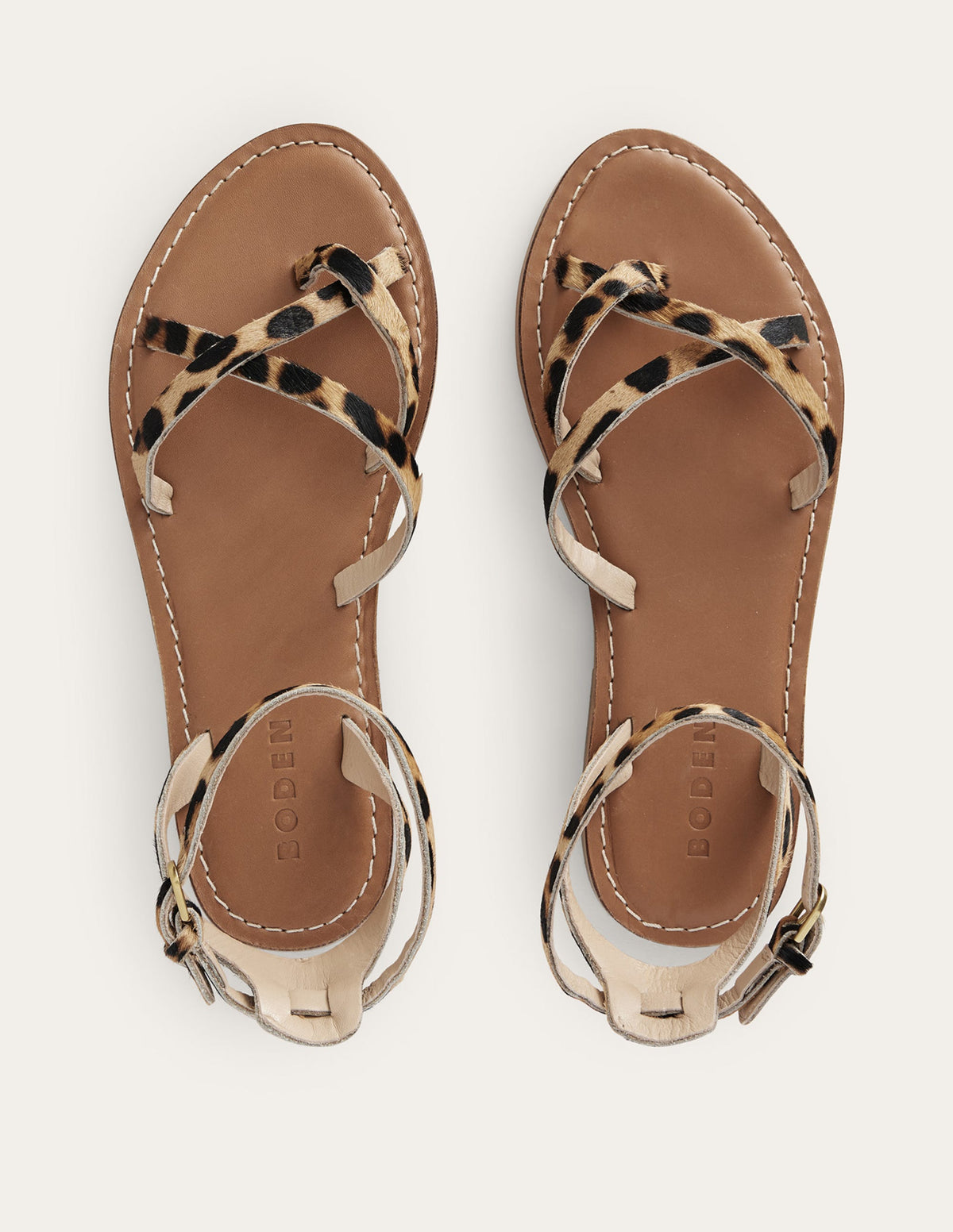 Einfache Sandalen mit flacher Sohle-Klassisch, Leopardenmuster/Ponyhaar-5