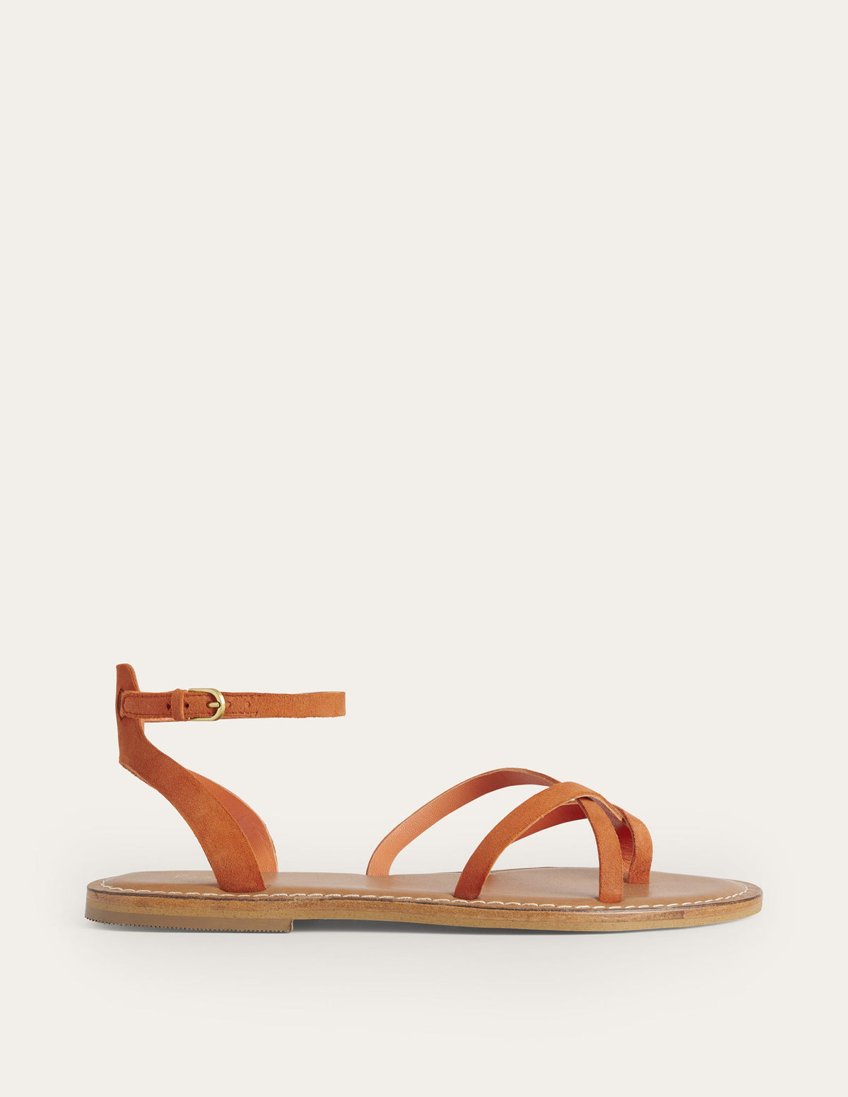 Einfache Sandalen mit flacher Sohle-Zinnoberrot, Veloursleder - Image 1