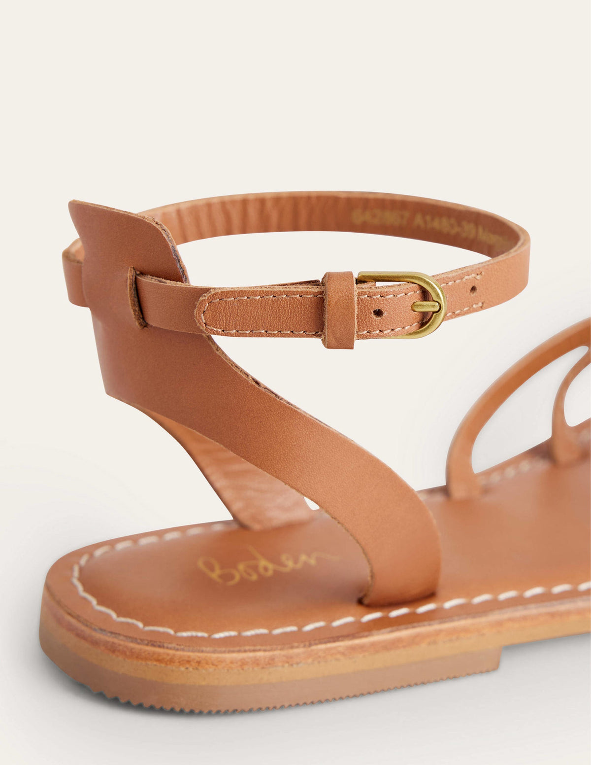 Sandales plates simples-Cuir fauve-3