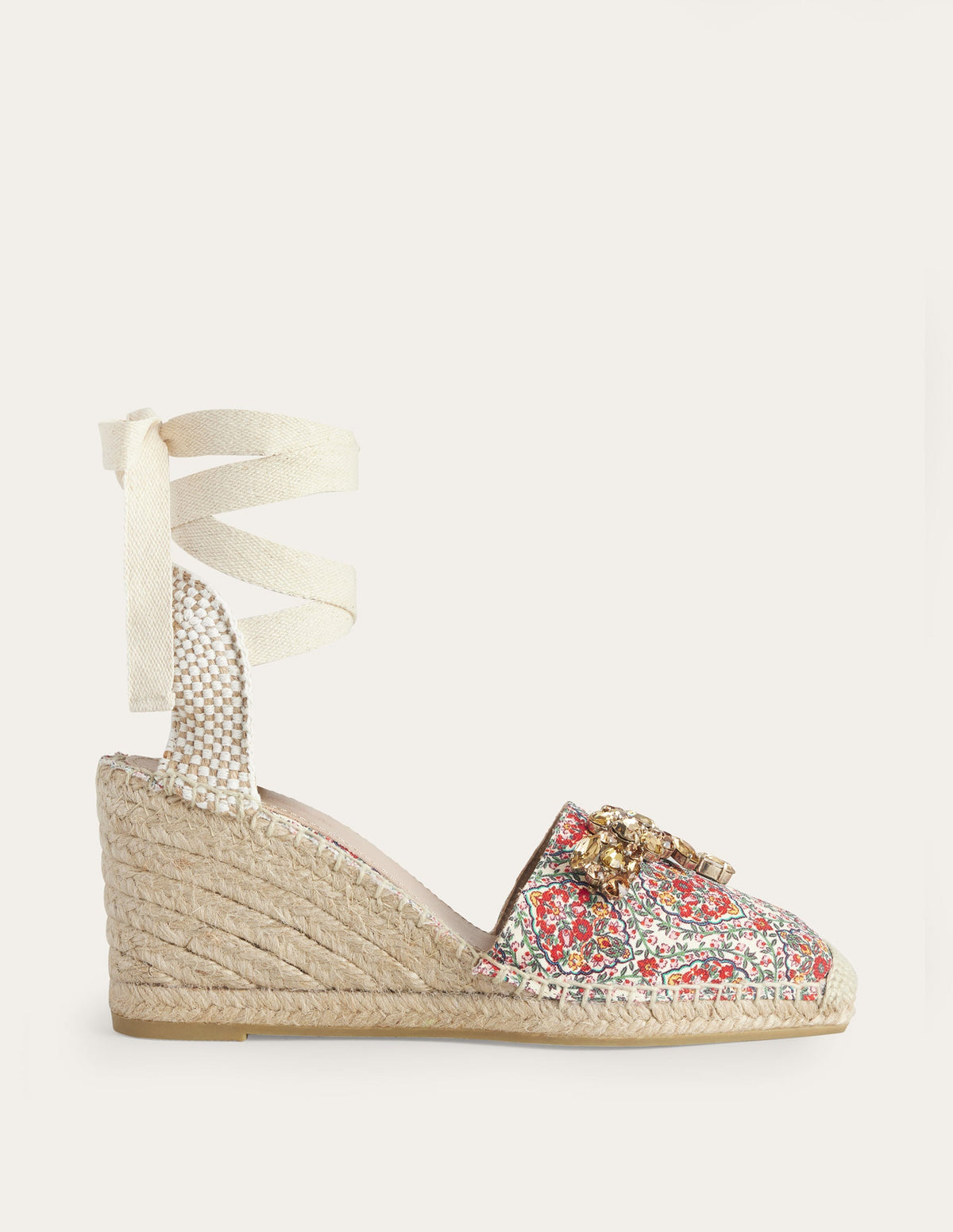Verzierte Espadrilles mit Keilabsatz-Bunt, Weinrankenmuster - Image 2