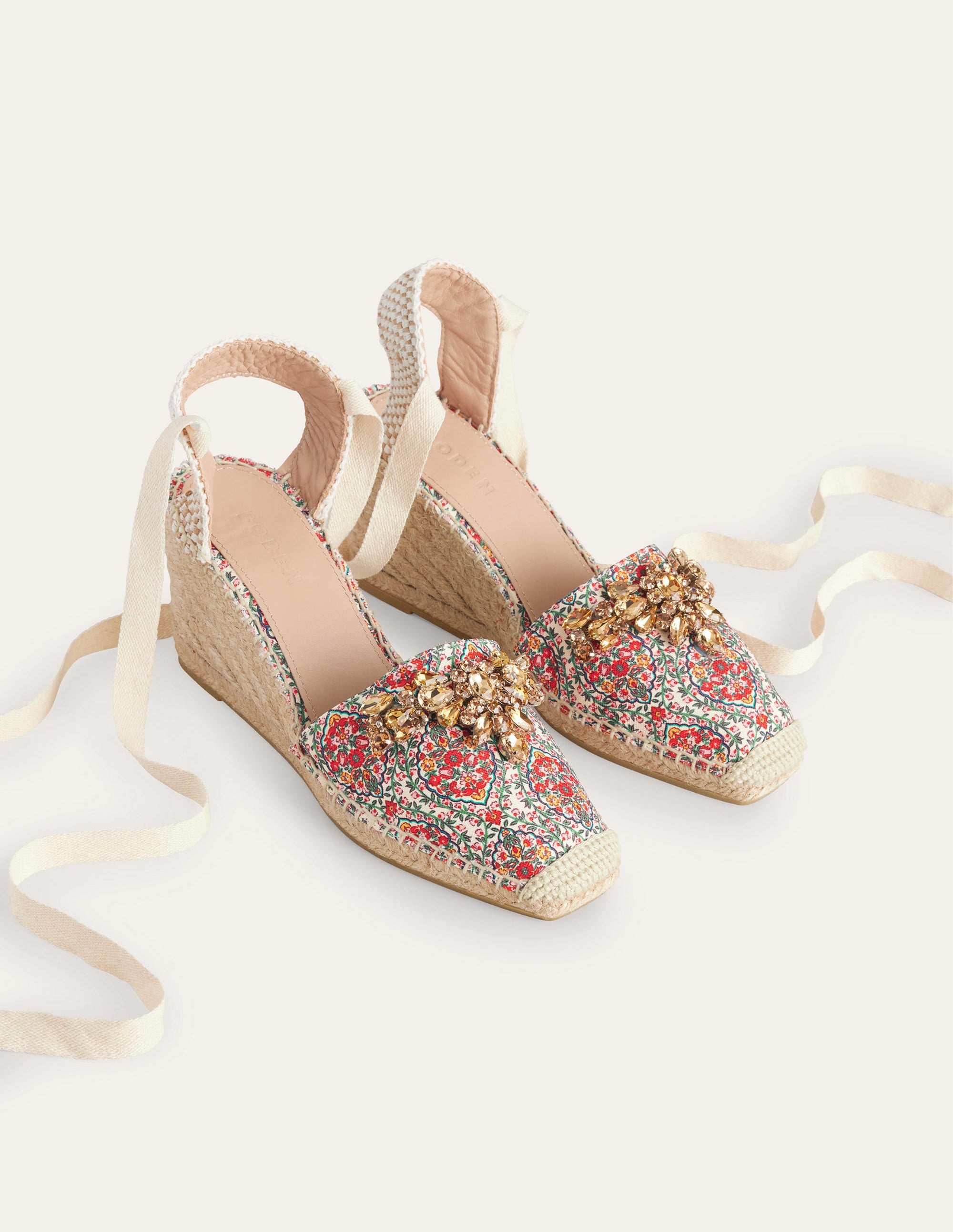 Verzierte Espadrilles mit Keilabsatz-Bunt, Weinrankenmuster - Image 3