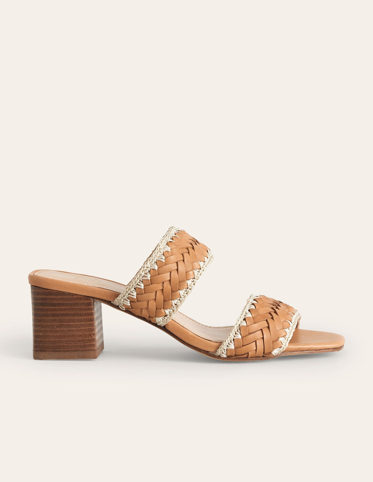 Woven Strap Heeled Sandals-Tan Woven Leather-1