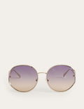 Wire Frame Round Sunglasses-Gold
