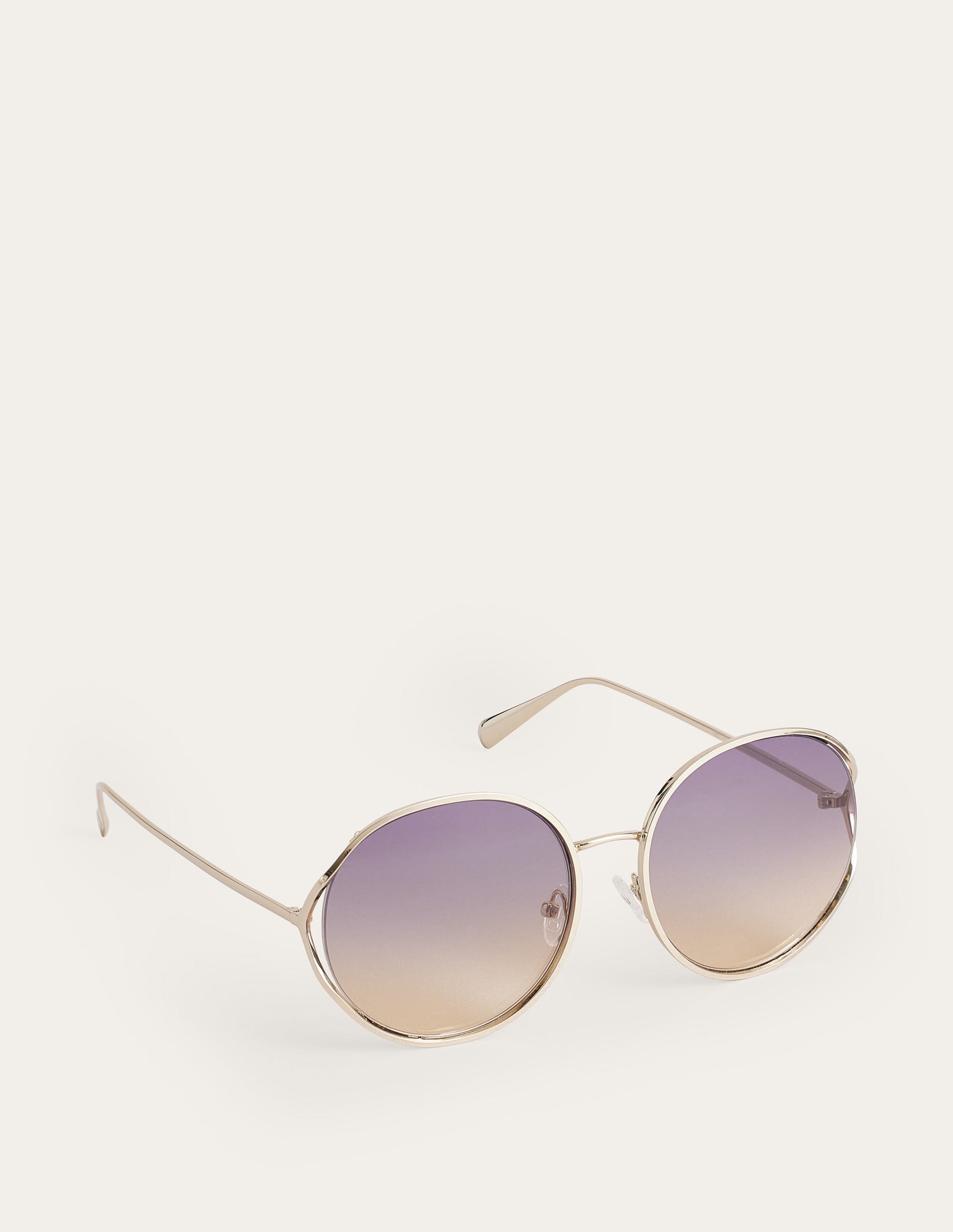 Wire Frame Round Sunglasses-Gold-2