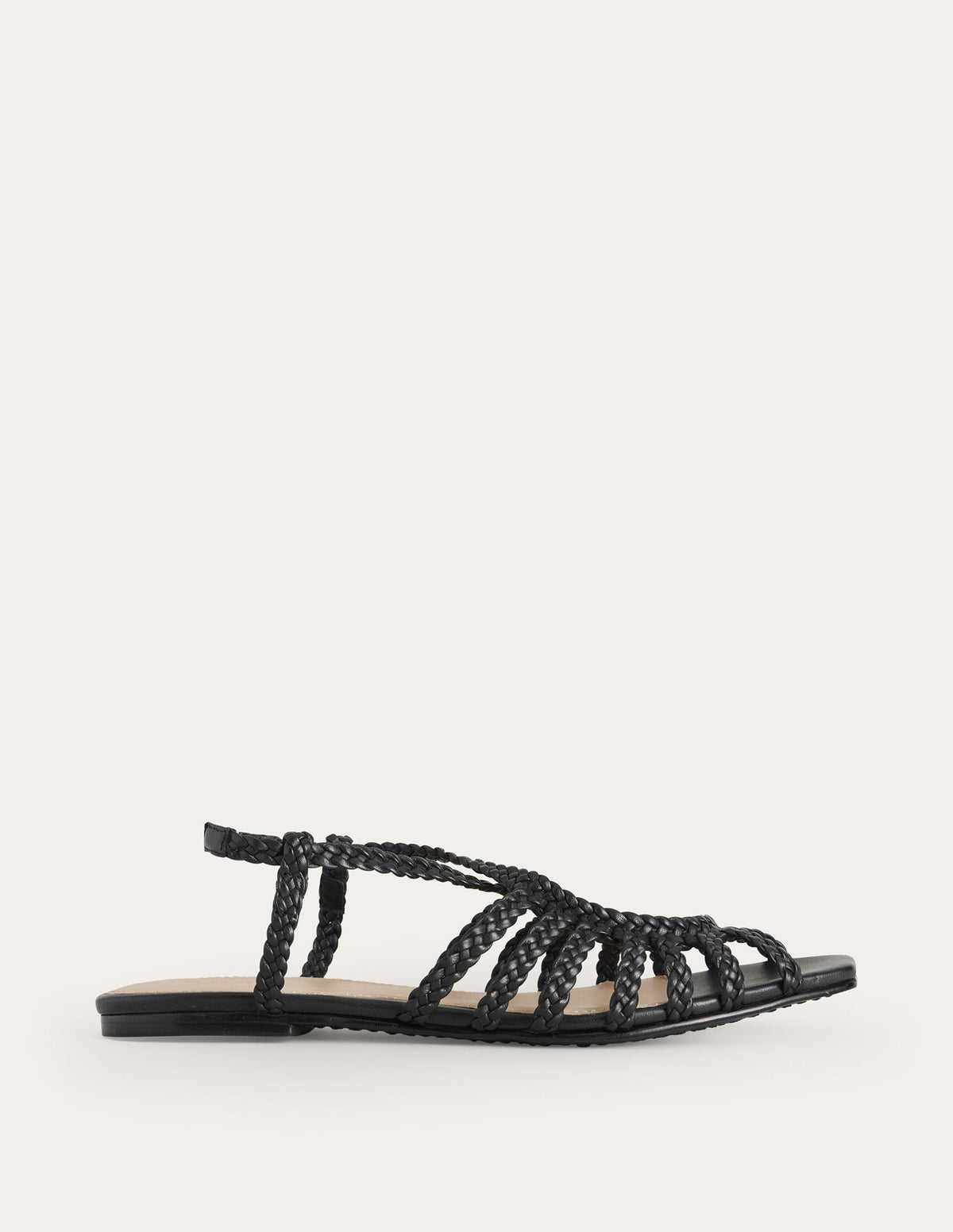 Flache Sandalen mit Webriemchen-Schwarz - Image 2