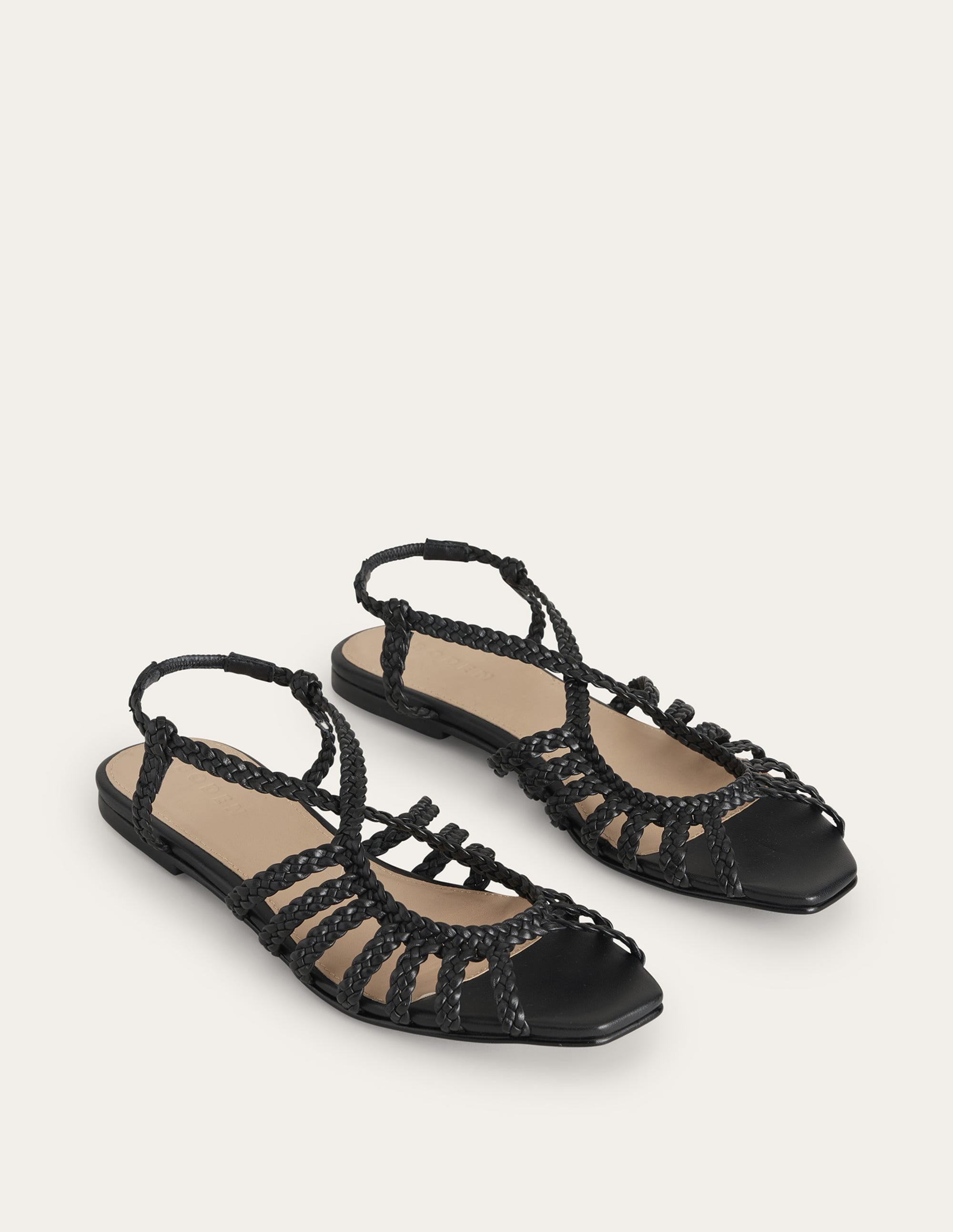 Flache Sandalen mit Webriemchen-Schwarz - Image 3