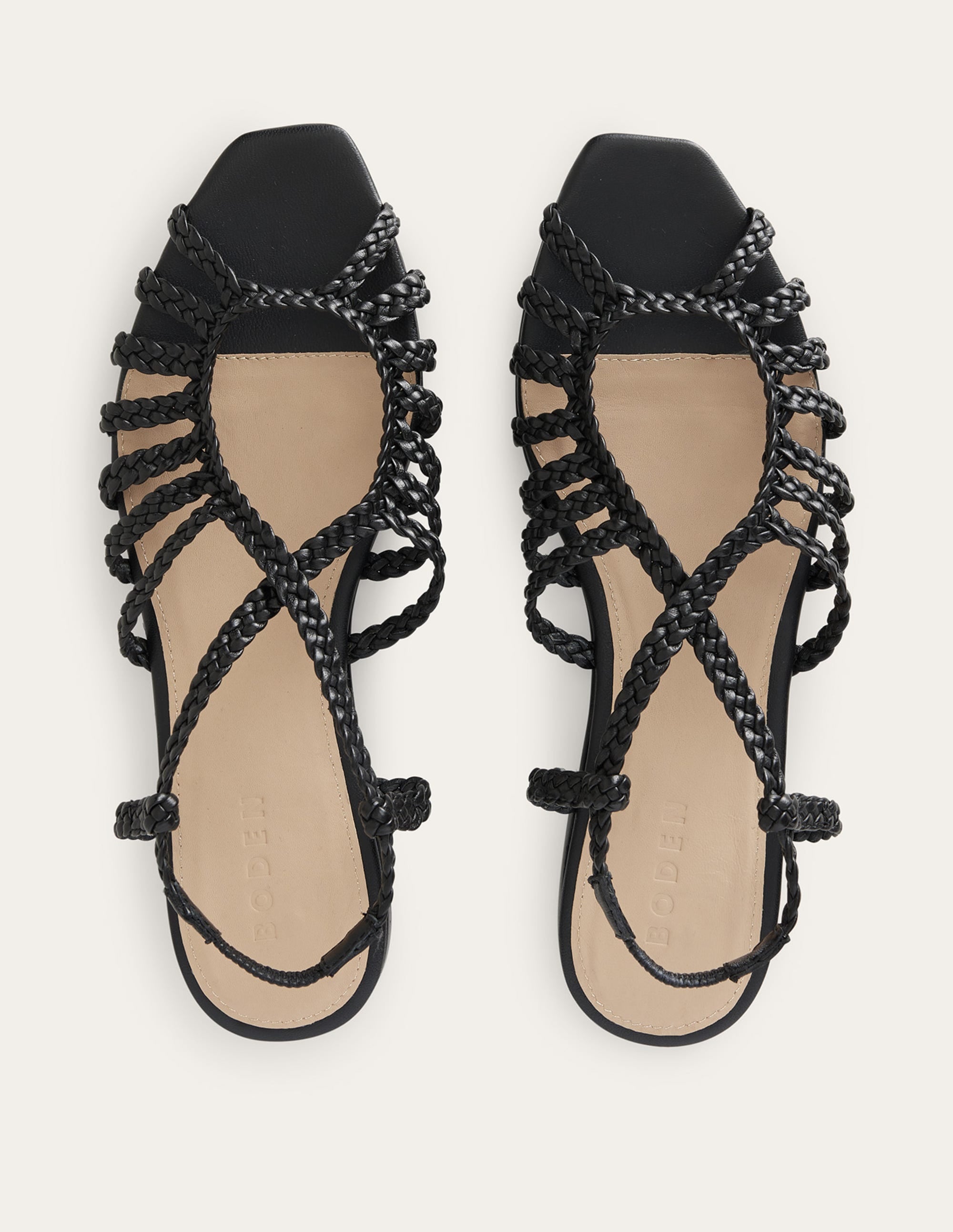 Flache Sandalen mit Webriemchen-Schwarz - Image 5