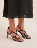 Sandales à talons et brides multiples-Noir