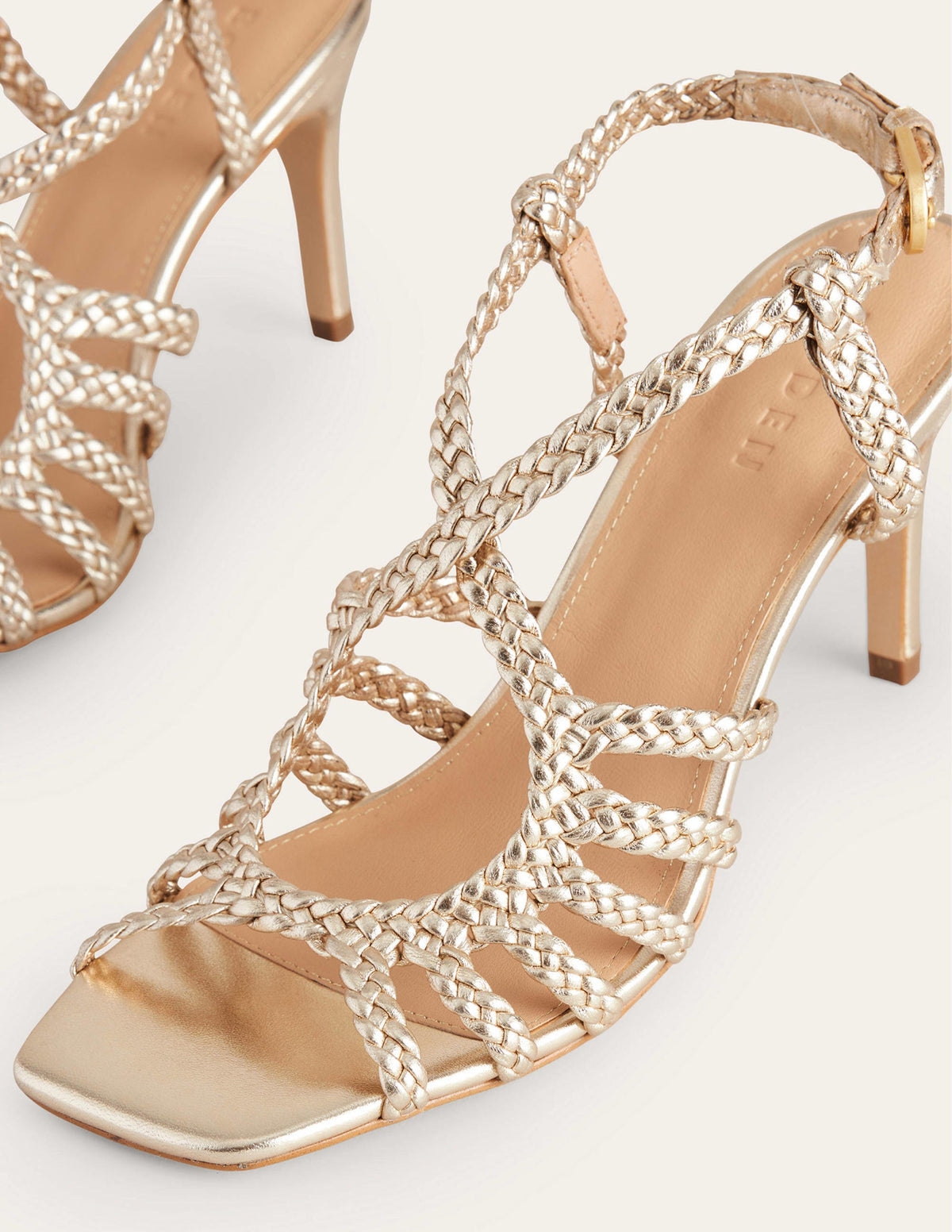 Absatzsandalen mit Webriemen-Gold - Image 4