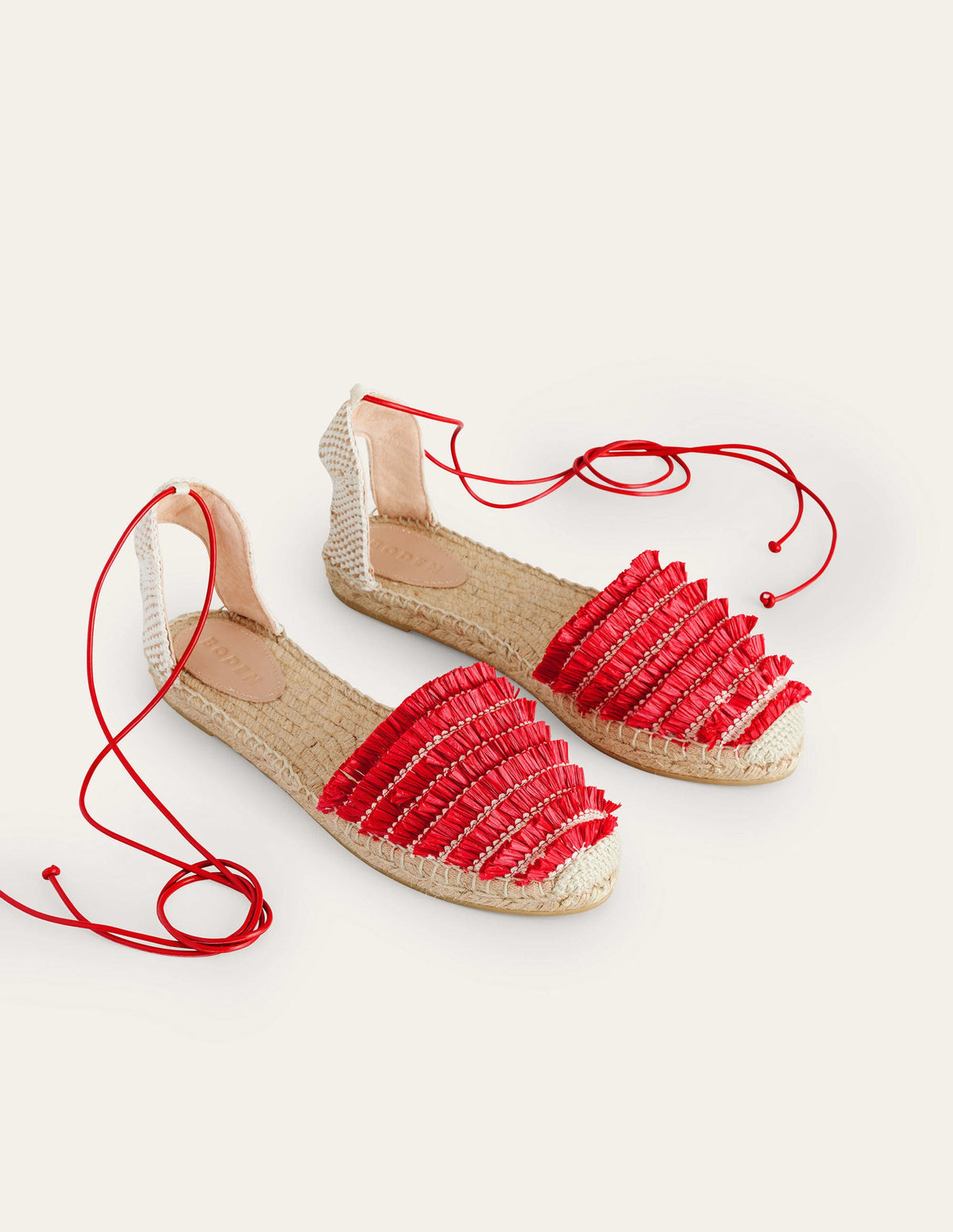 Flache Espadrilles mit Fransen-Zinnoberrot-3