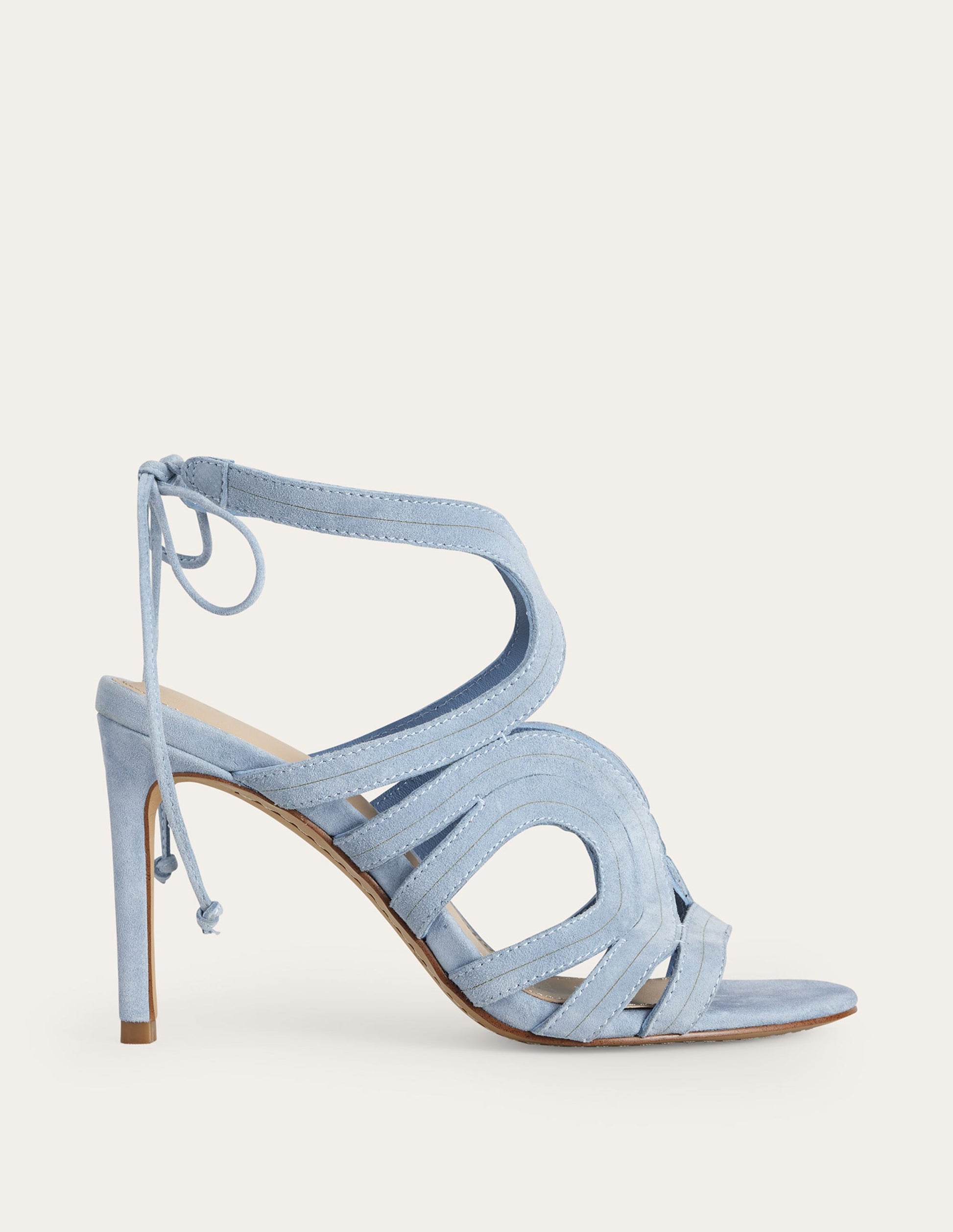 Absatzsandalen mit Cut-out-Delfinblau, Veloursleder-2