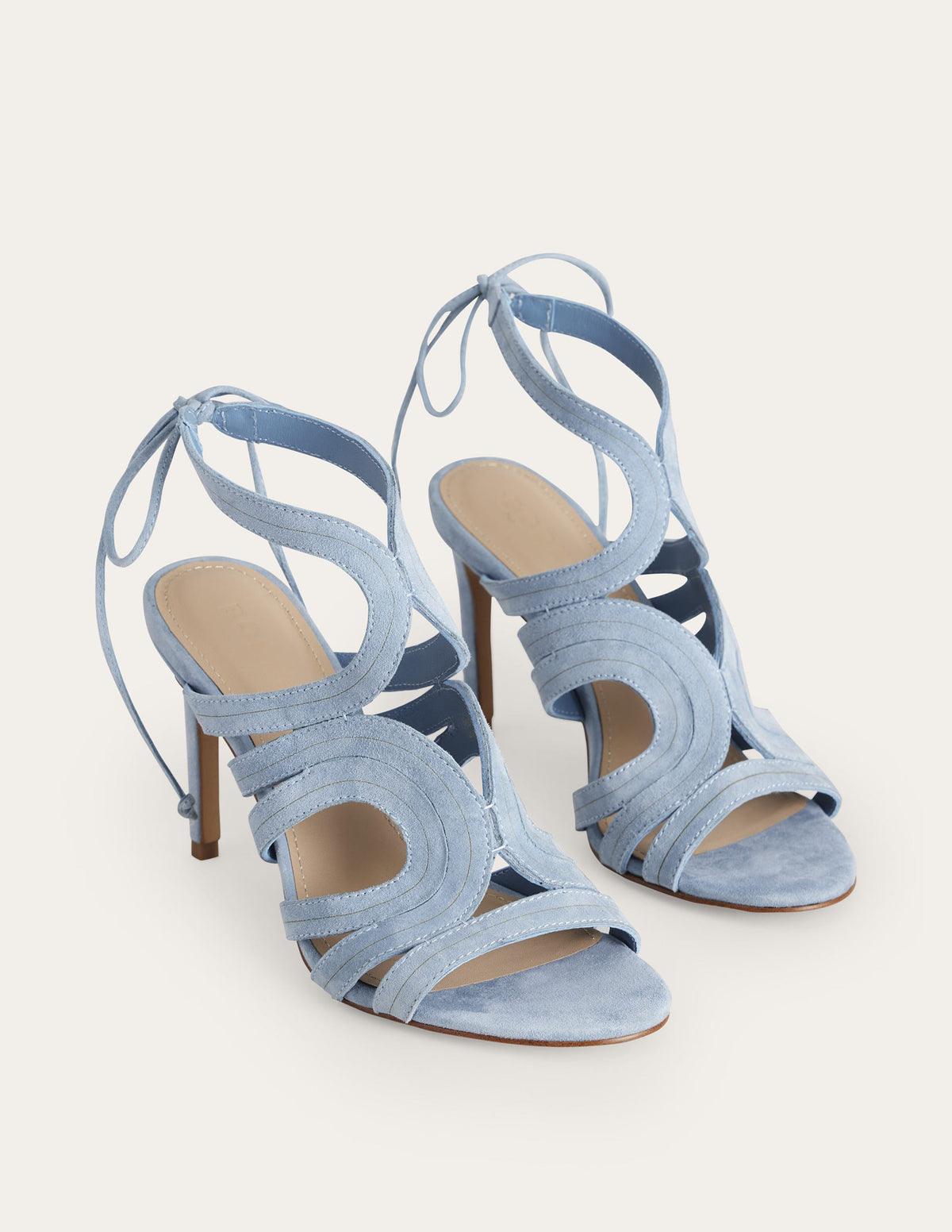 Absatzsandalen mit Cut-out-Delfinblau, Veloursleder - Image 3