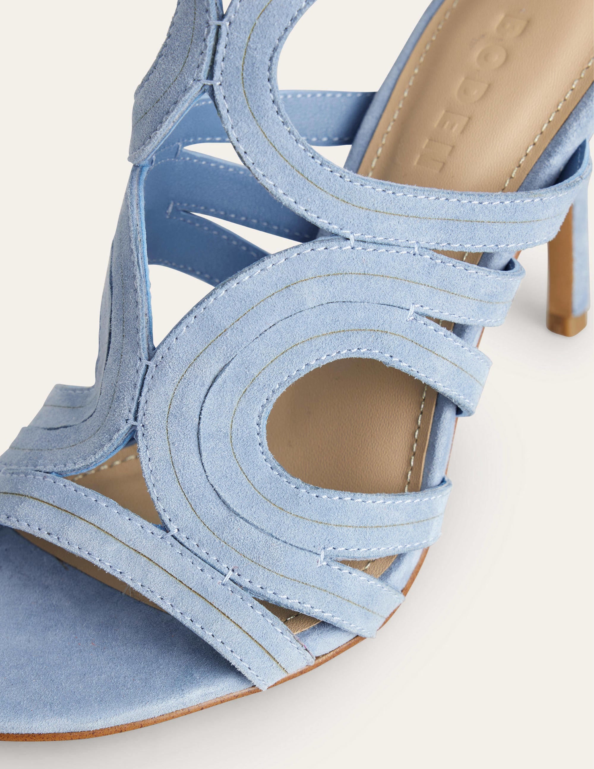 Absatzsandalen mit Cut-out-Delfinblau, Veloursleder - Image 4